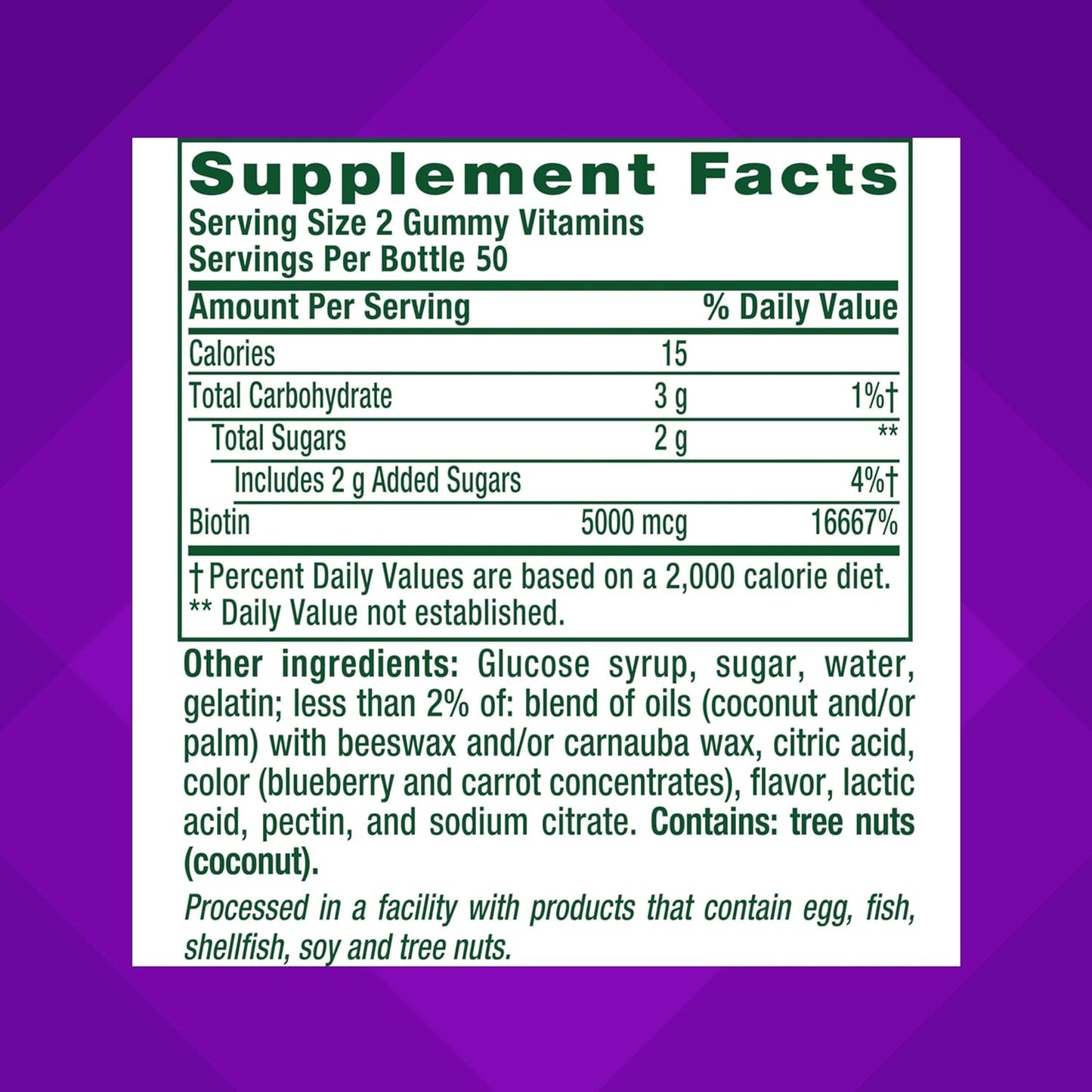 vitafusion Extra Strength Biotin Gummy Vitamins, Berry Flavored, 5,000 mcg -100 Count