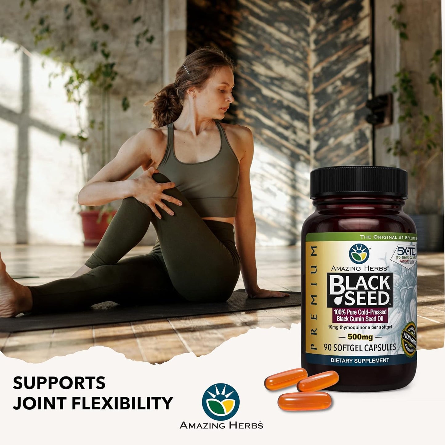 Amazing Herbs Premium Black Seed Oil 90 Capsules