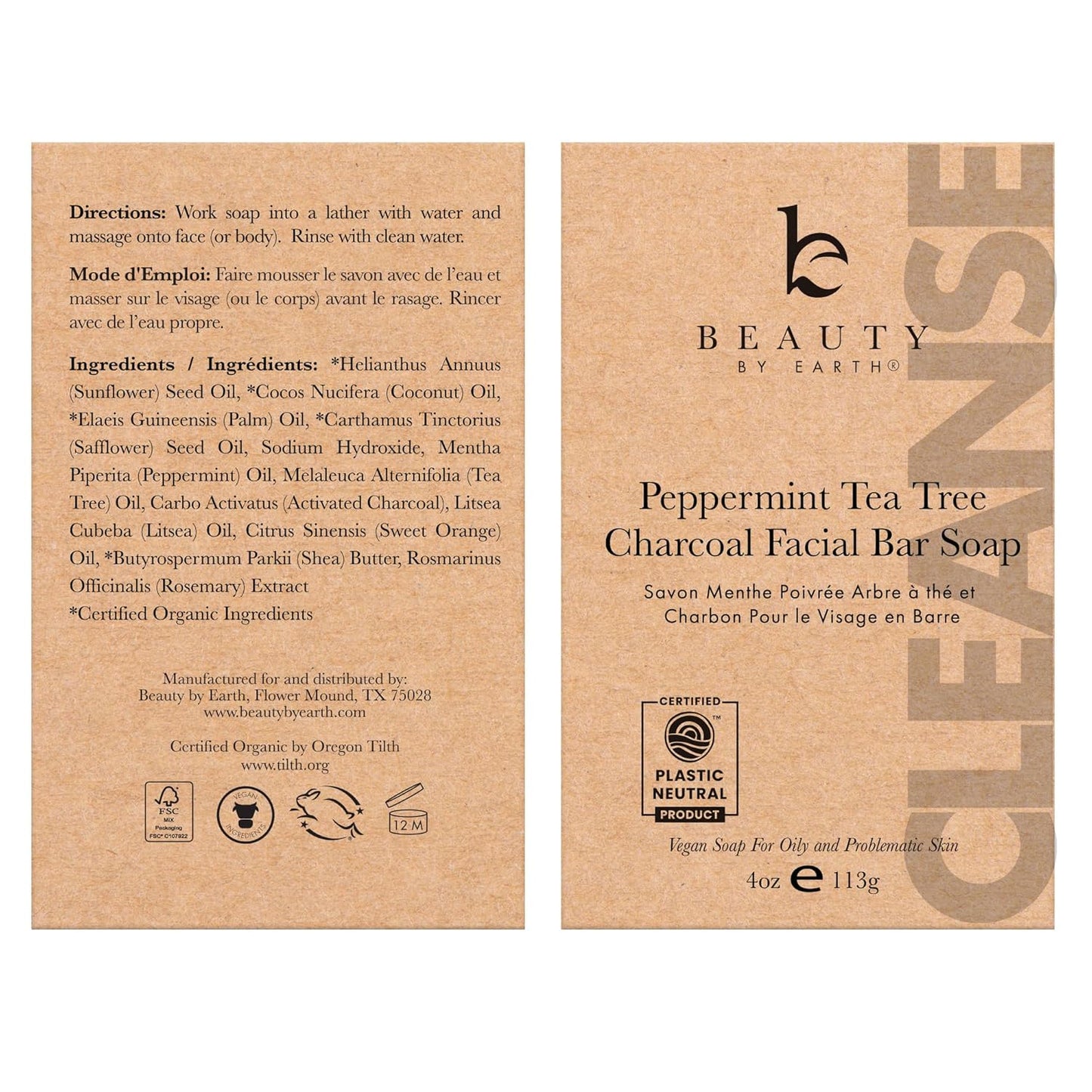 Peppermint Tea Tree Charcoal Facial Bar Soap