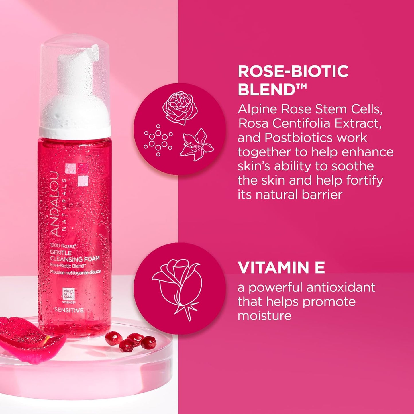 Andalou Naturals 1000 ROSES® Gentle Cleansing Foam