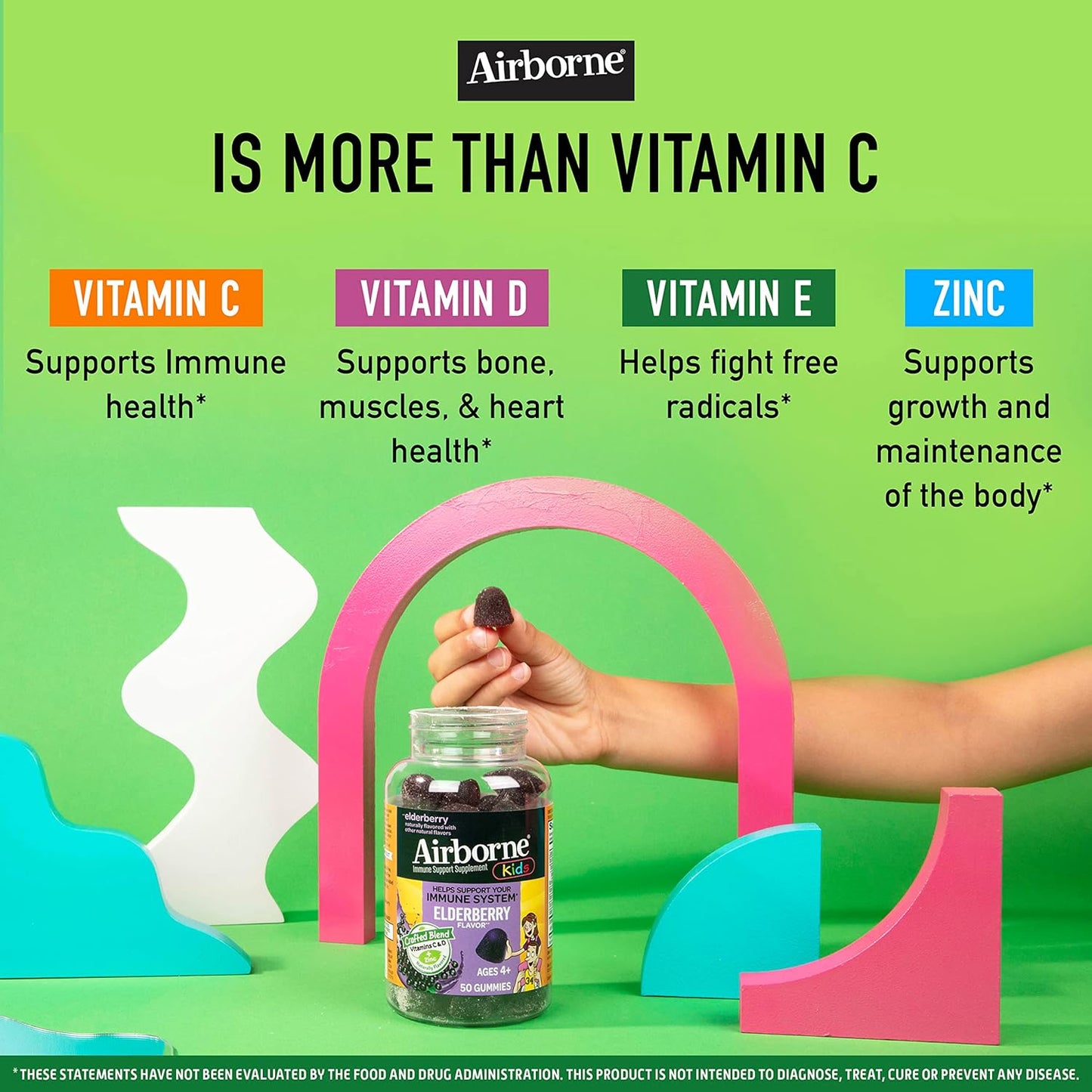 Airborne Kids Elderberry + Zinc & Vitamin C 50 Gummies