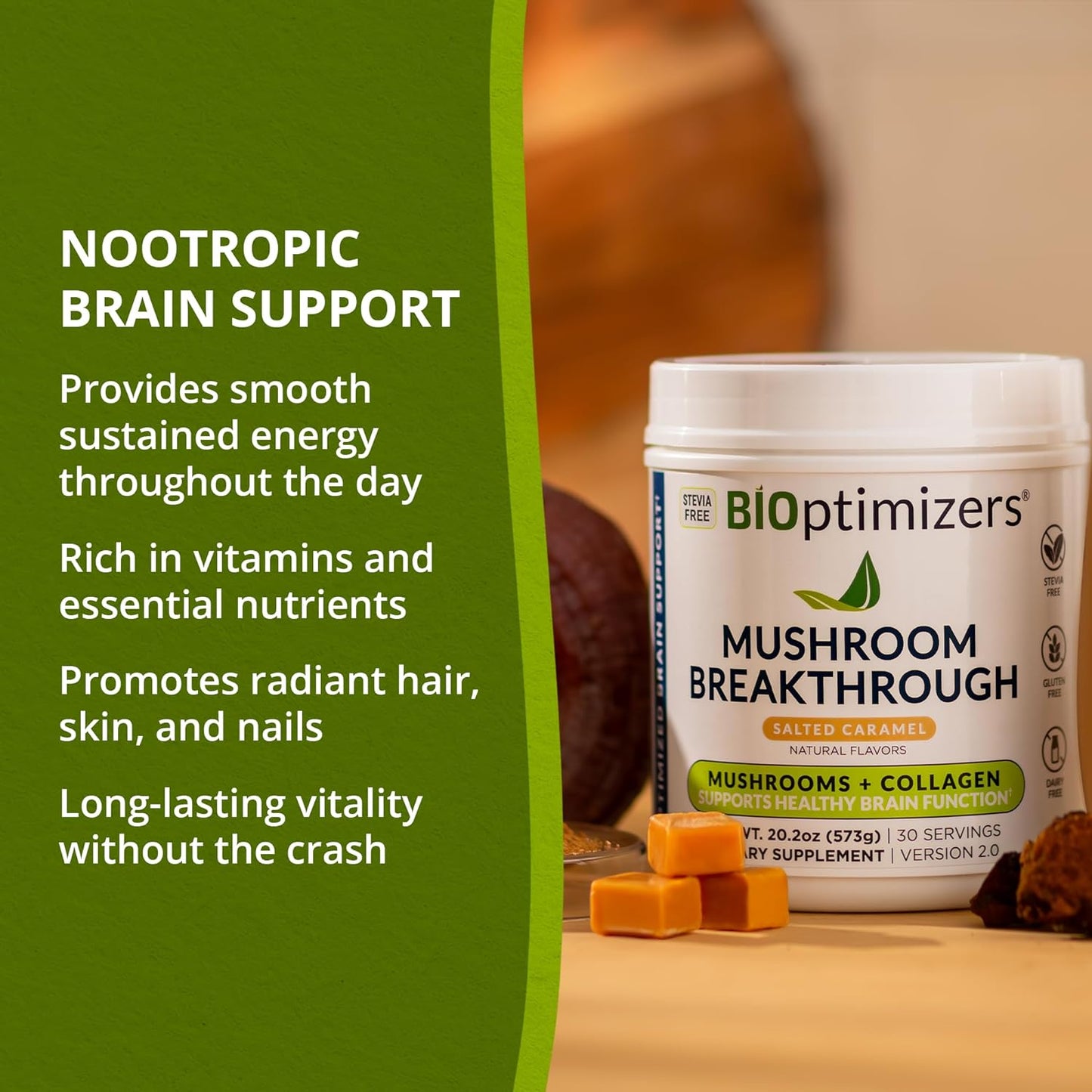 BiOptimizers – Mushroom Breakthrough - Salted Carame -286 g