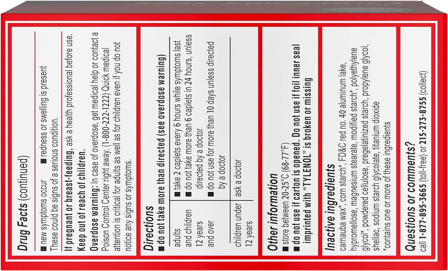 Tylenol Extra Strength Caplets with Acetaminophen Pain Reliever Fever Reduce 100 Count