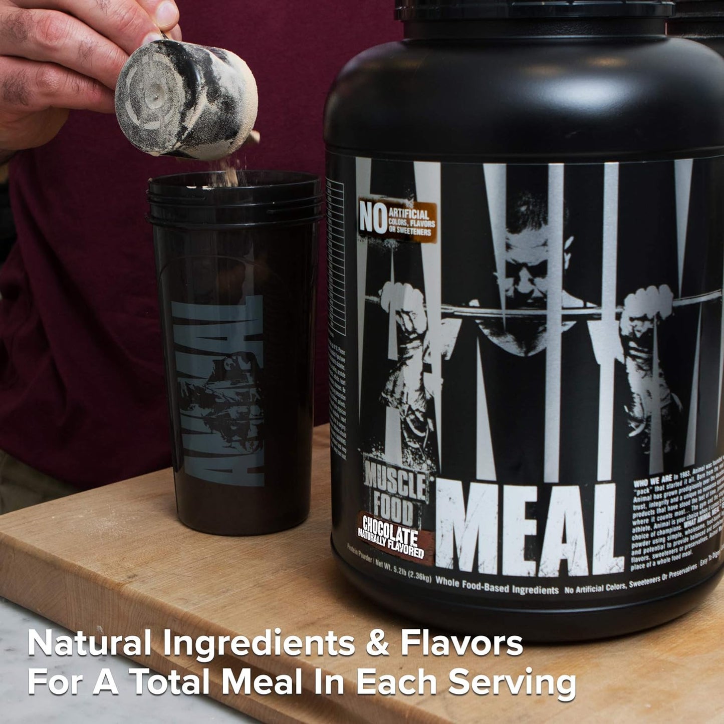 Animal Meal - All Natural High Calorie Meal Shake - Egg Whites, Beef Protein, Pea Protein, Chocolate, 5 Pound