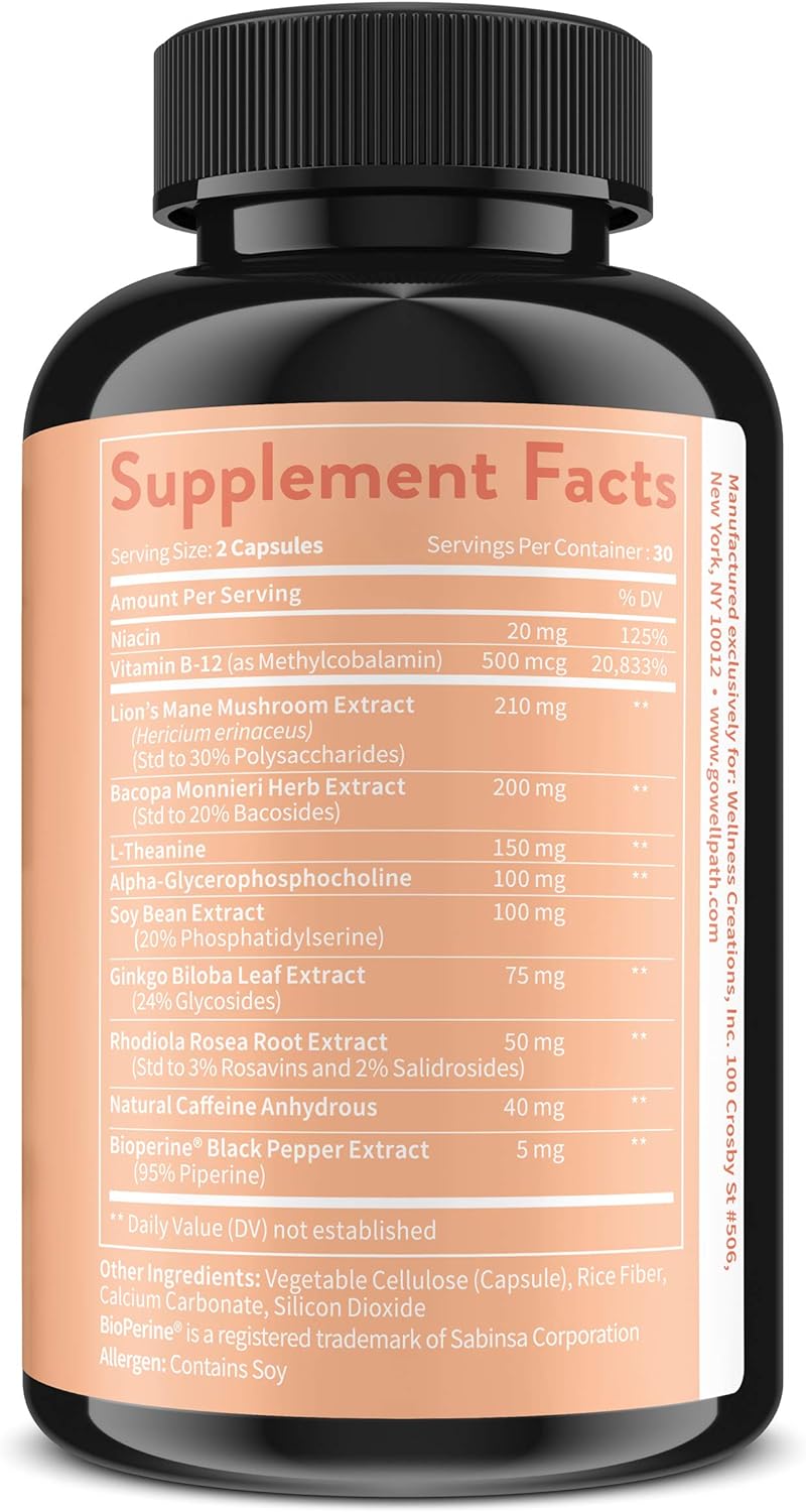 WellPath Mind Brain Supplement with Lion's Mane 60 Ct
