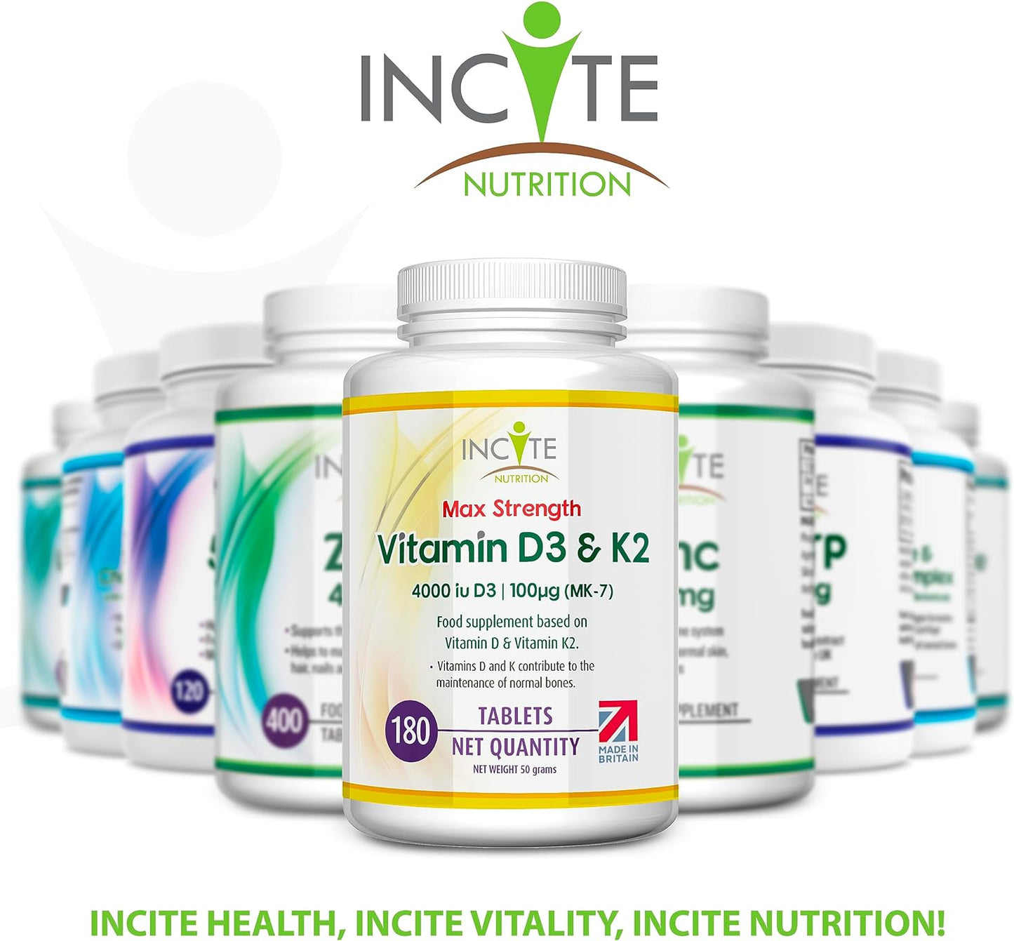 Vitamin D3 K2 (MK7) - Vitamin D3 & Vitamin K2-180 Tablets