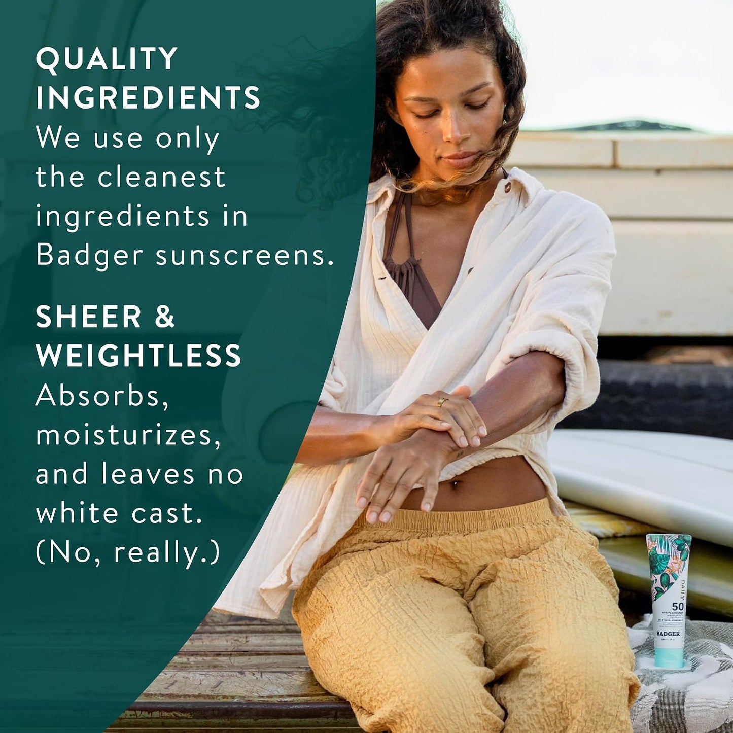Badger SPF 50 Daily Mineral Sunscreen with Zinc Oxide, 85% Organic - 4 fl oz