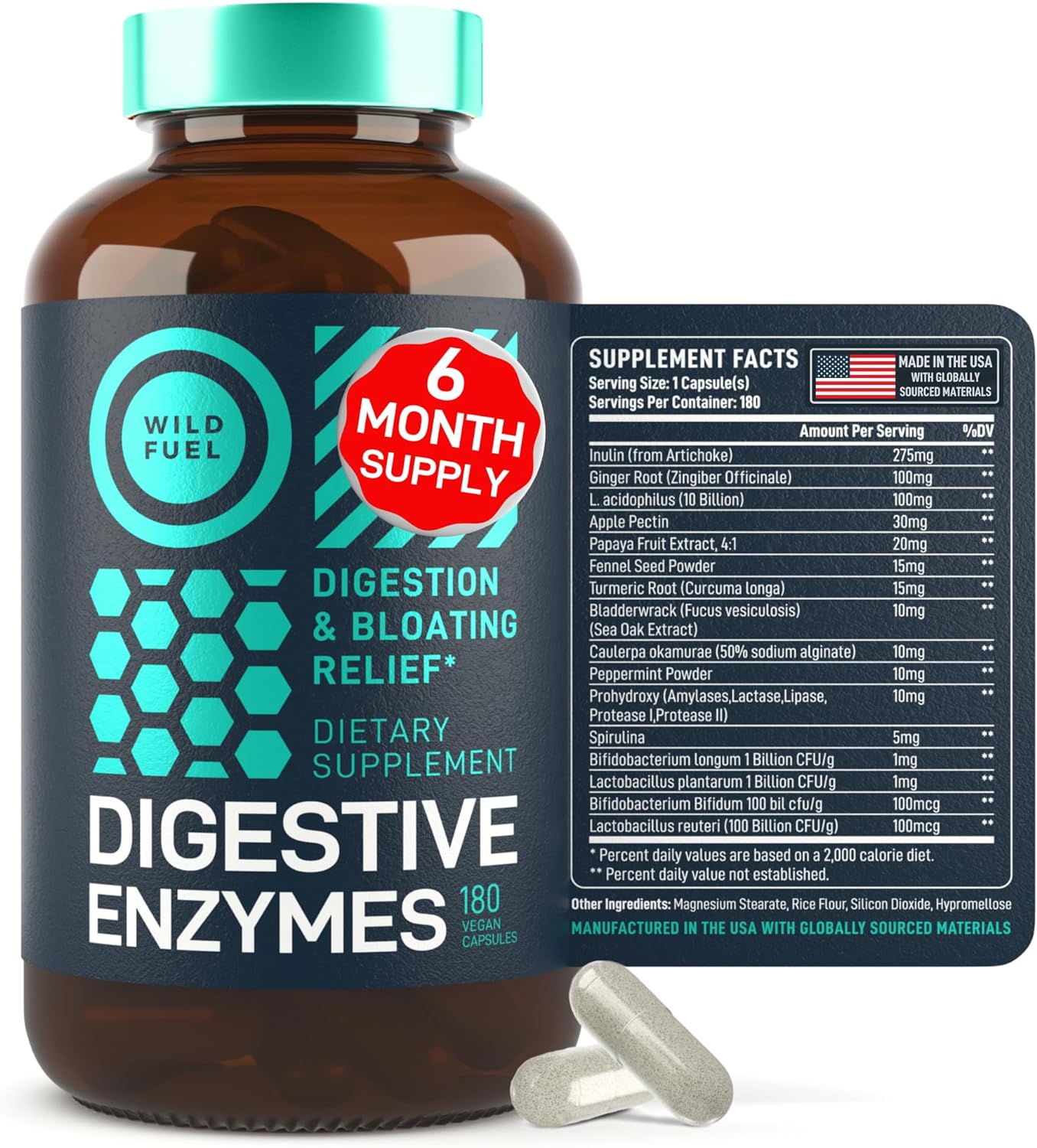 Digestive Enzymes with Probiotics and Prebiotics - 180 Caps