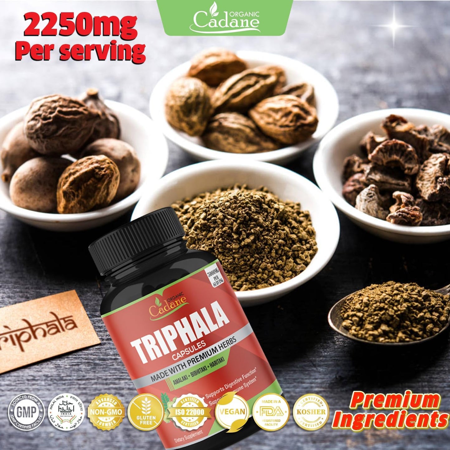 Organic Triphala Supplement 120 Veggie Capsules