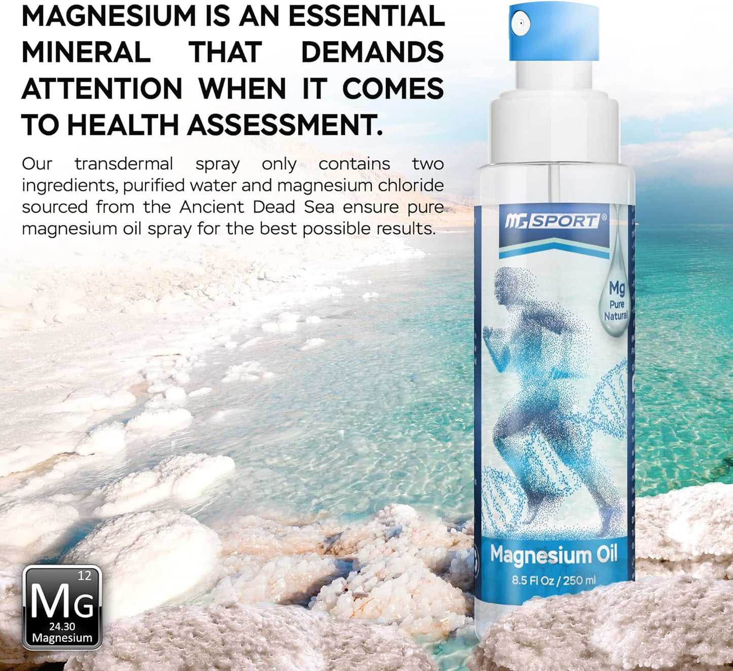 Pure Magnesium Oil Spray – 8.5 fl oz – High Absorption