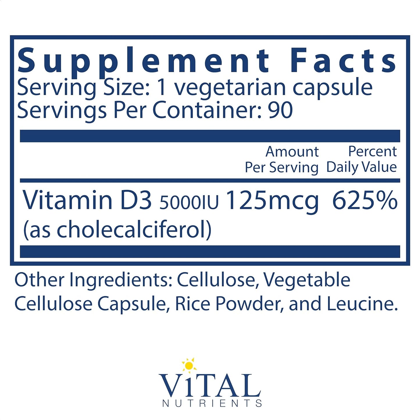 Vital Nutrients Vitamin D3 90 Capsules