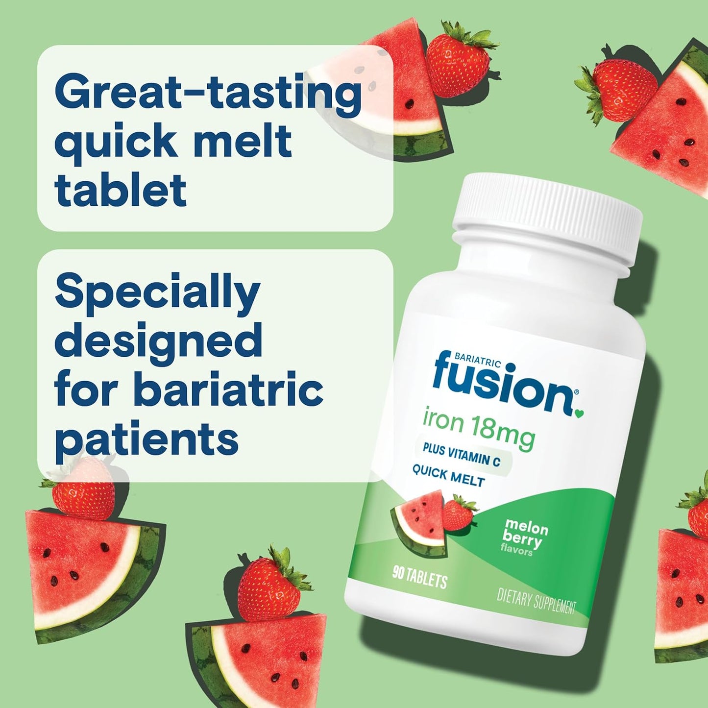 Bariatric Fusion Iron 18 mg Supplement for Women Quick Melt - 90 Count