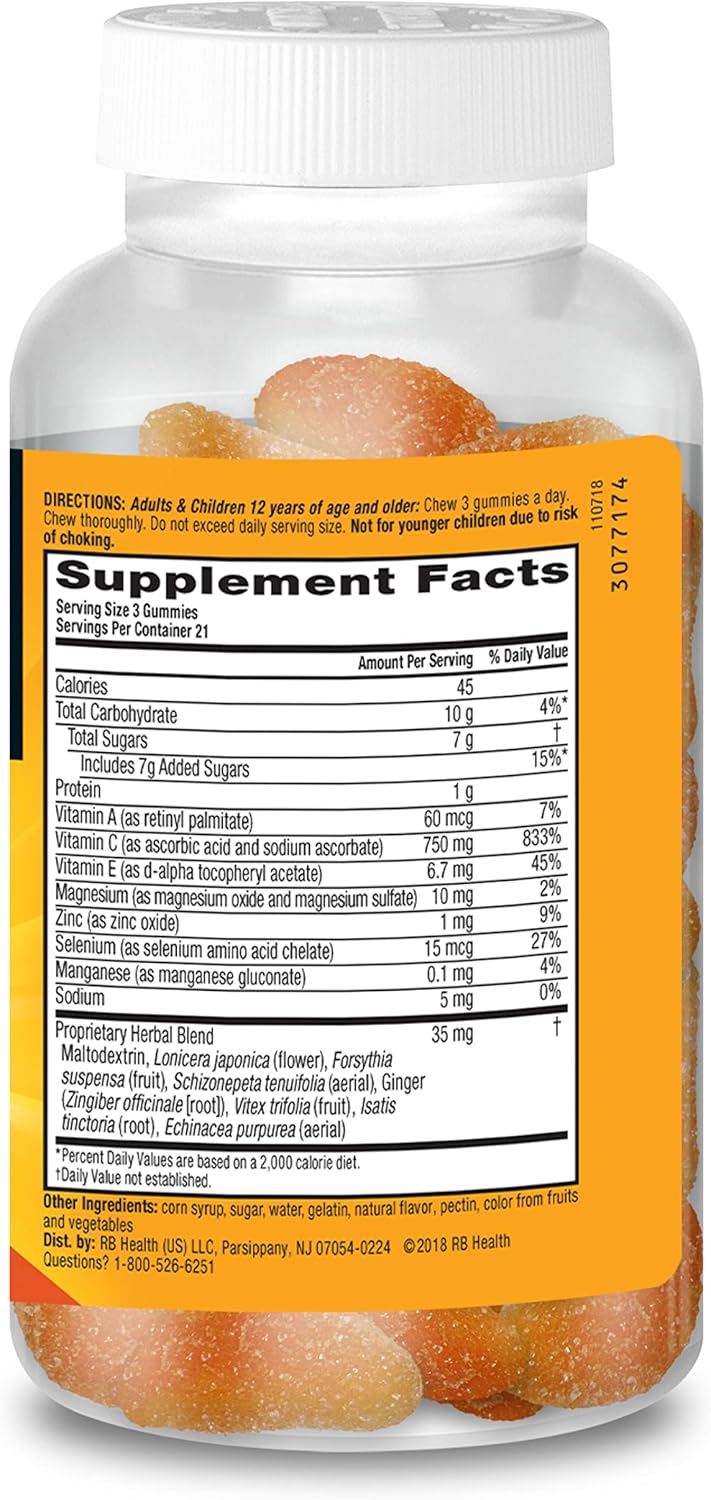 Airborne Vitamin C 750mg Zesty Orange Flavored Gummies - 63 Count