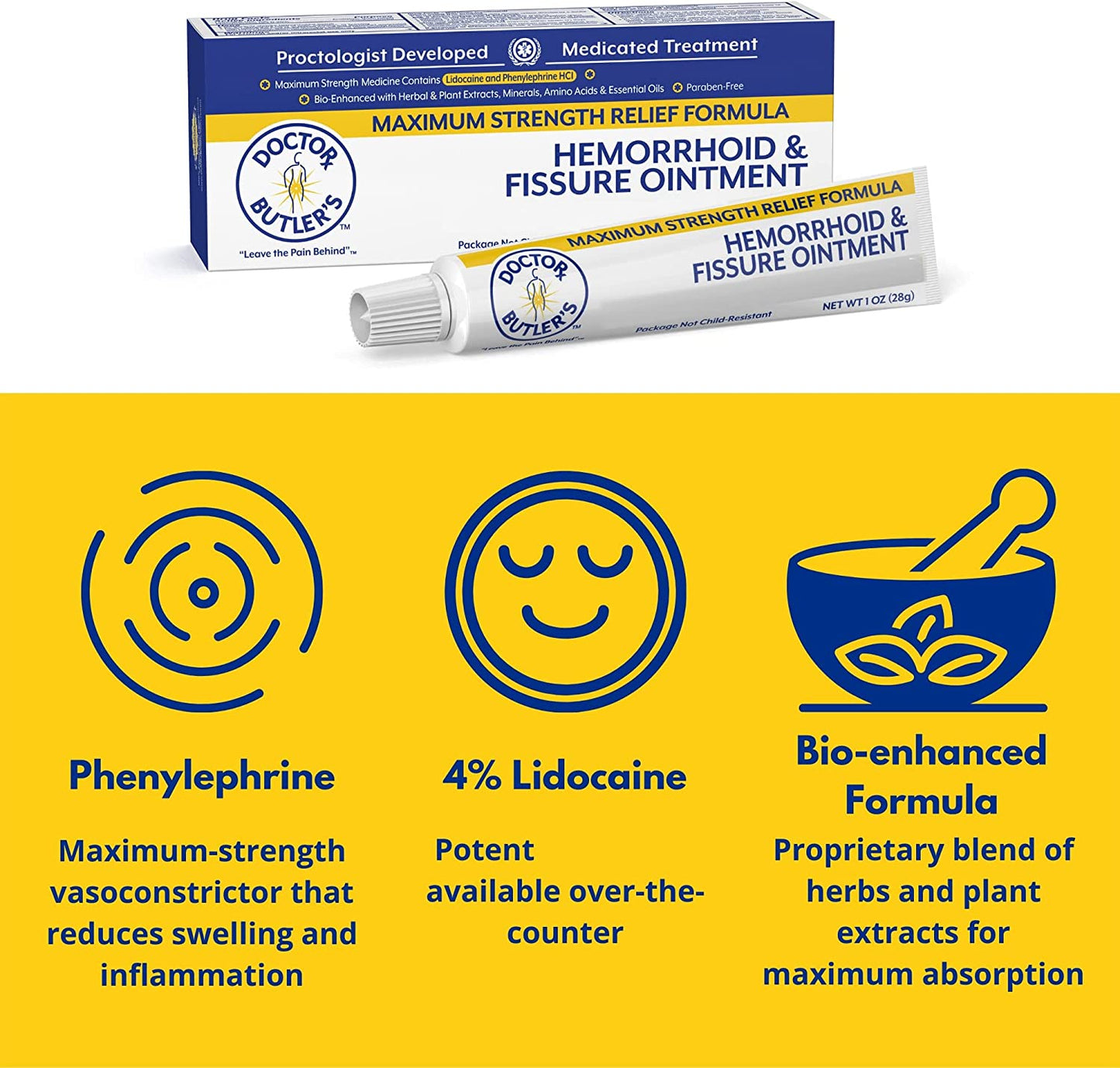 Doctor Butler's Hemorrhoid & Fissure OintmentFast Acting Relief of Swelling, Discomfort, and Itching in one Hemorrhoid Cream (1 oz.)