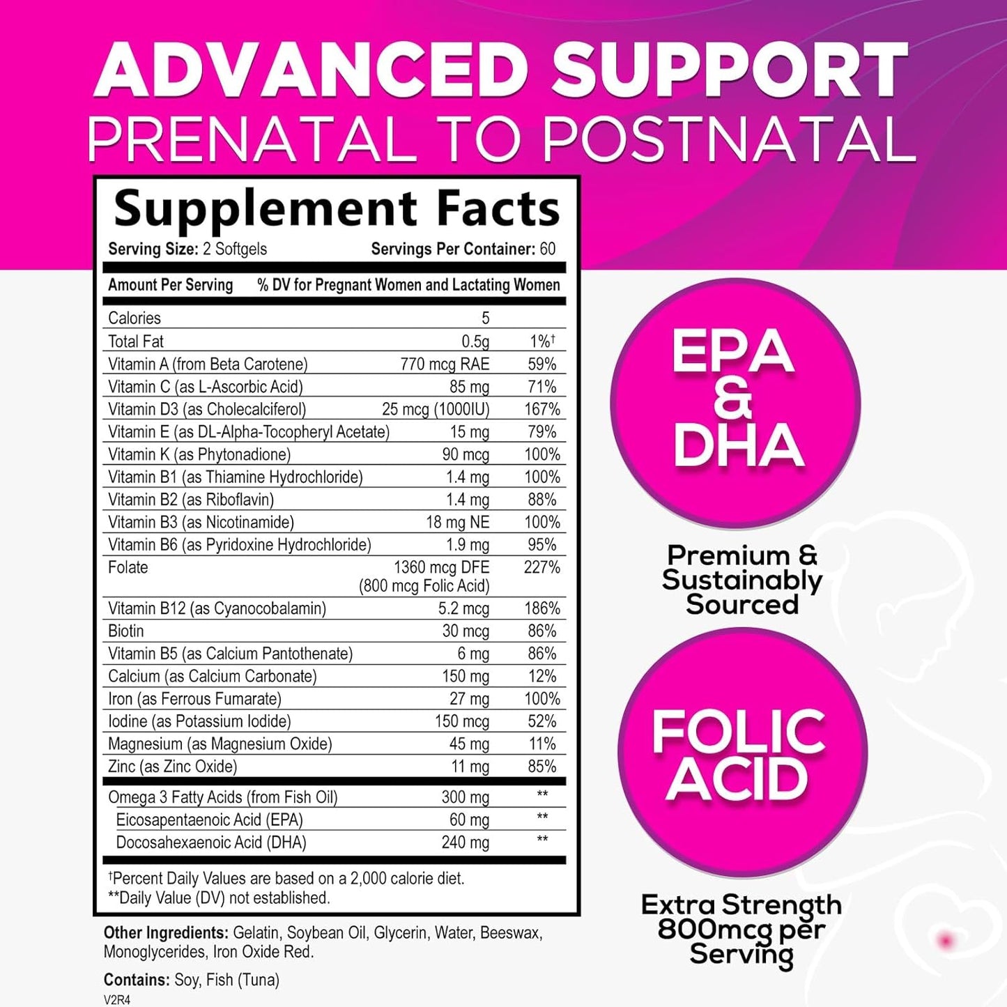 Women's Prenatal Multivitamin with Folic Acid & DHA - 120 Softgels