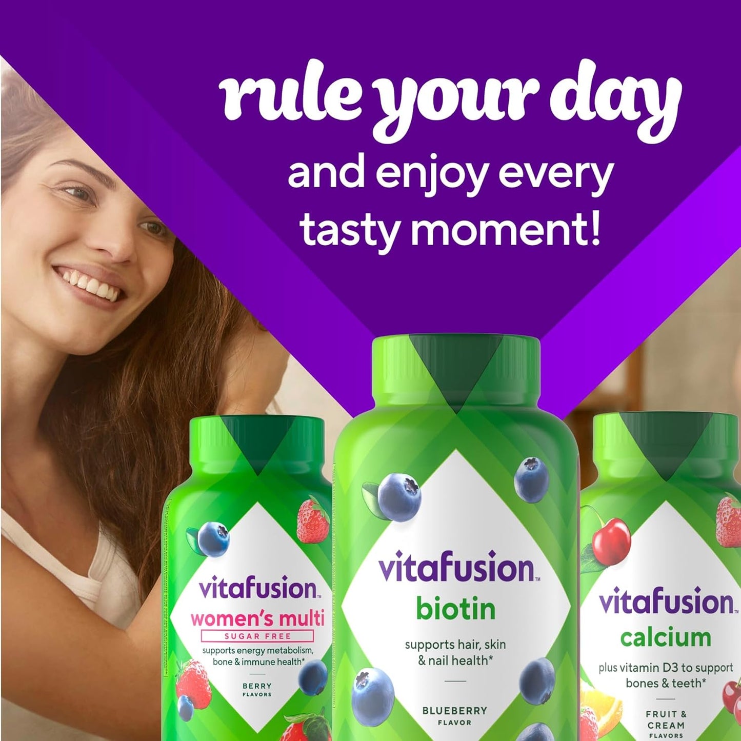 vitafusion Extra Strength Biotin Gummy Vitamins, Berry Flavored, 5,000 mcg -100 Count