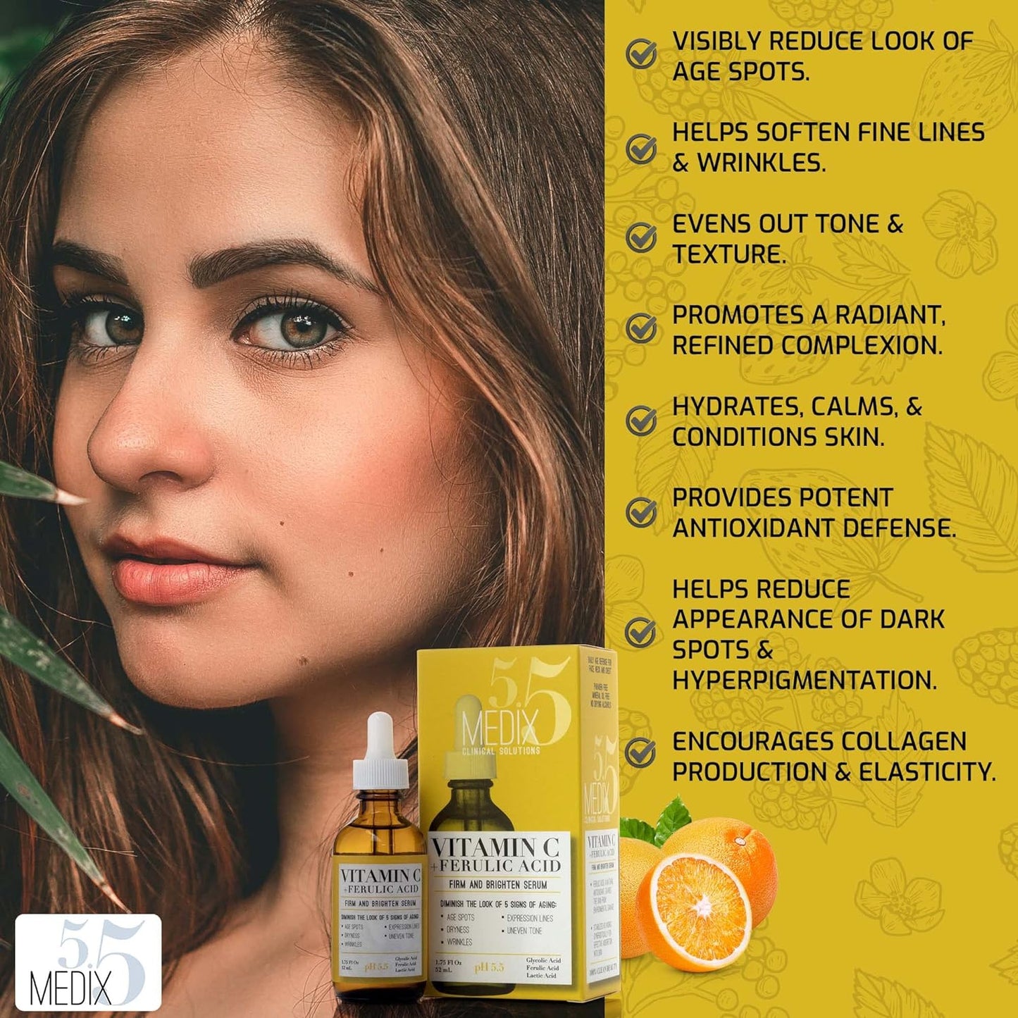 Medix Vitamin C Facial Serum Skin Care Booster For Age Spots, Wrinkles, & Fine Lines