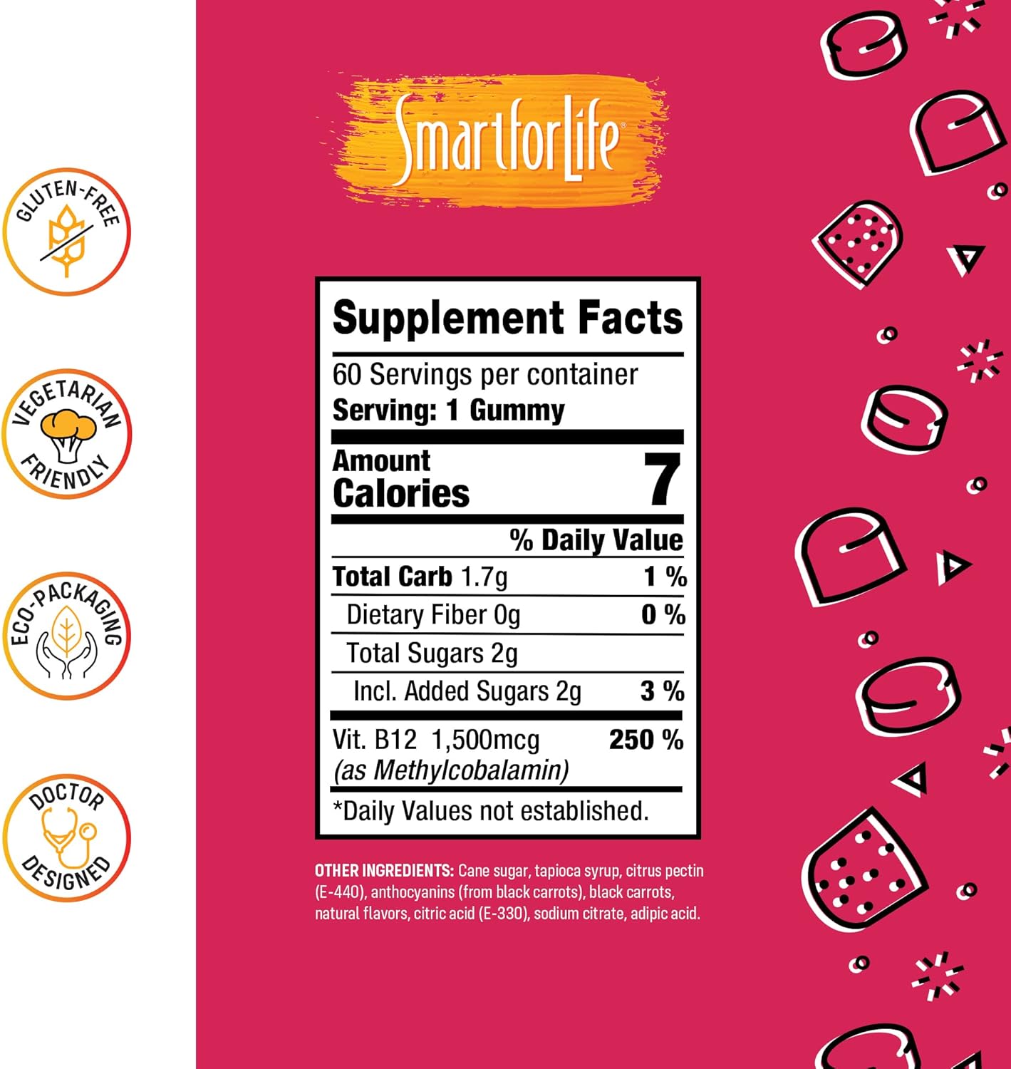 Smart of life B12 Gummy Vitamins - Raspberry Flavor - 60 Count