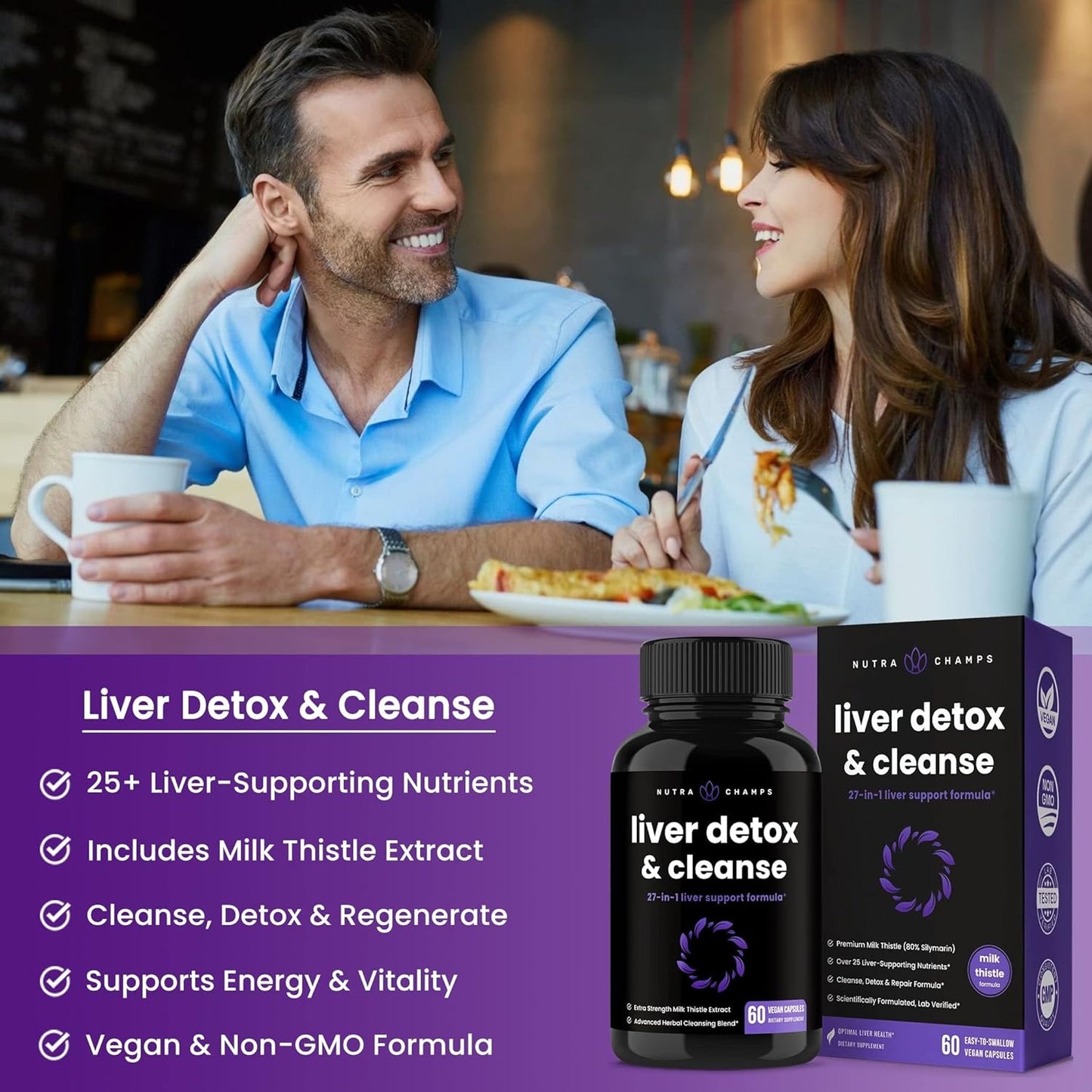 Liver Cleanse Detox & Repair Formula | 20+ Herbs: Milk Thistle Extract 60 count