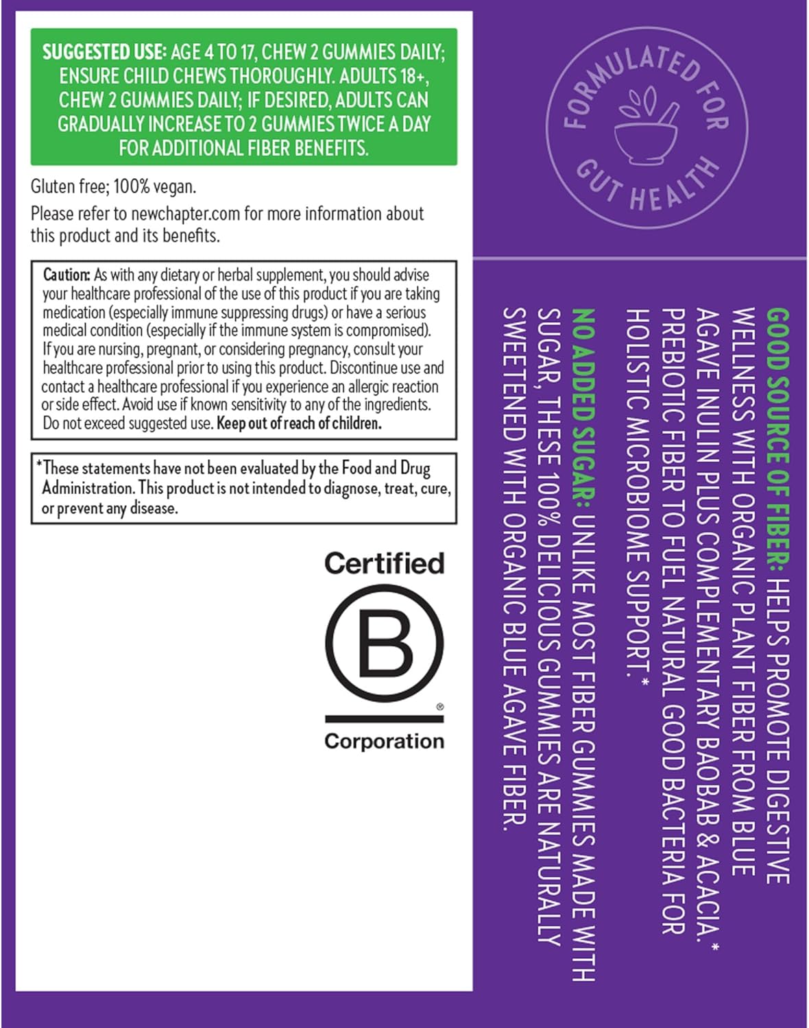 New Chapter Organic Fiber Gummies Citrus-Berry Flavored - 60 ct