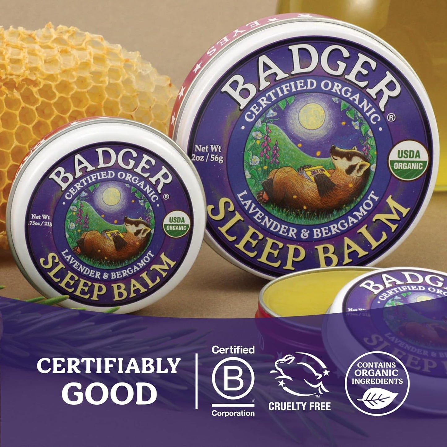 Badger Sleep Balm, Organic Essential Oil - 0.75 oz Tin