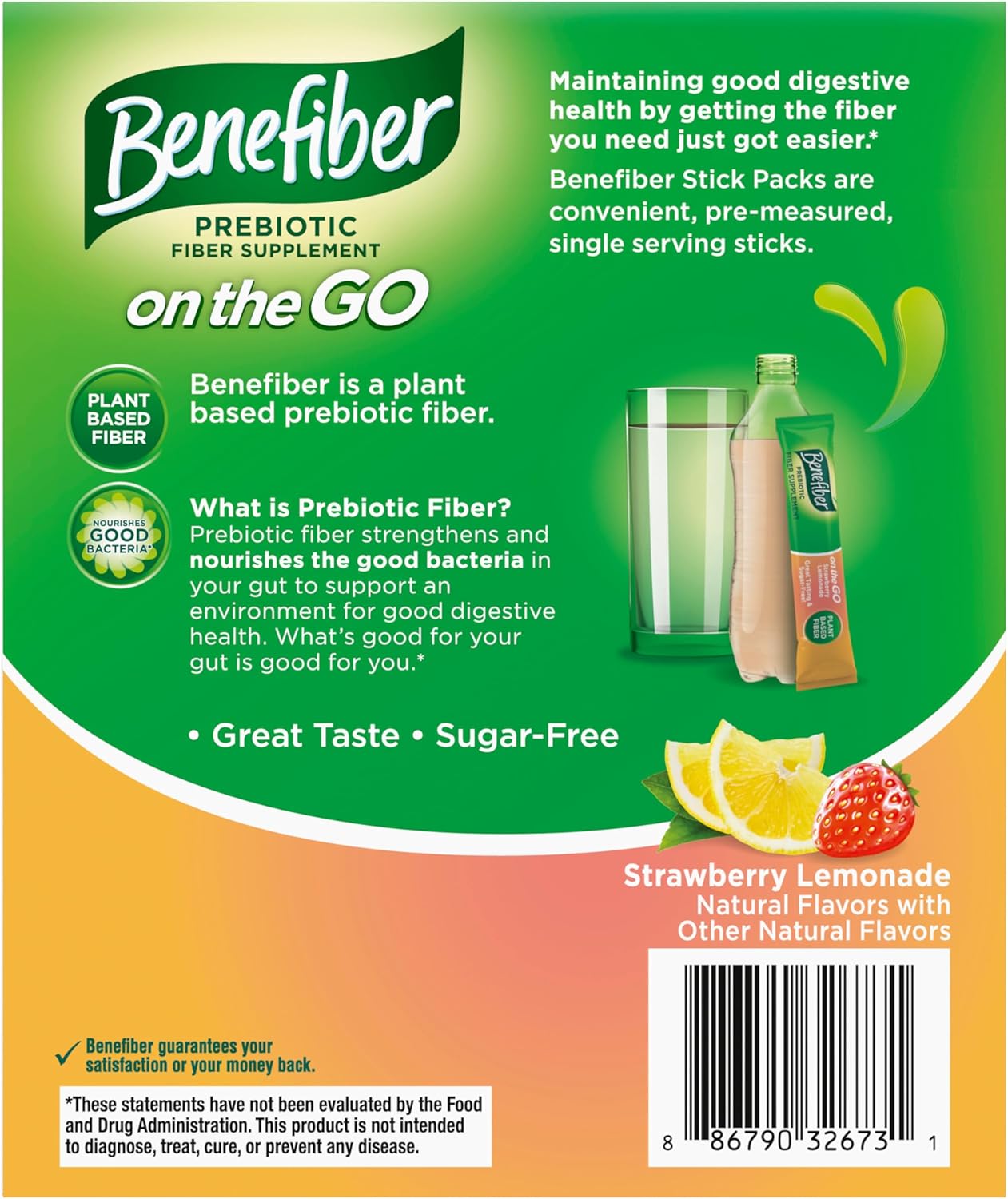 Benefiber Fiber Supplement, Strawberry Lemonade, On The Go Stick Packs - 36 Count