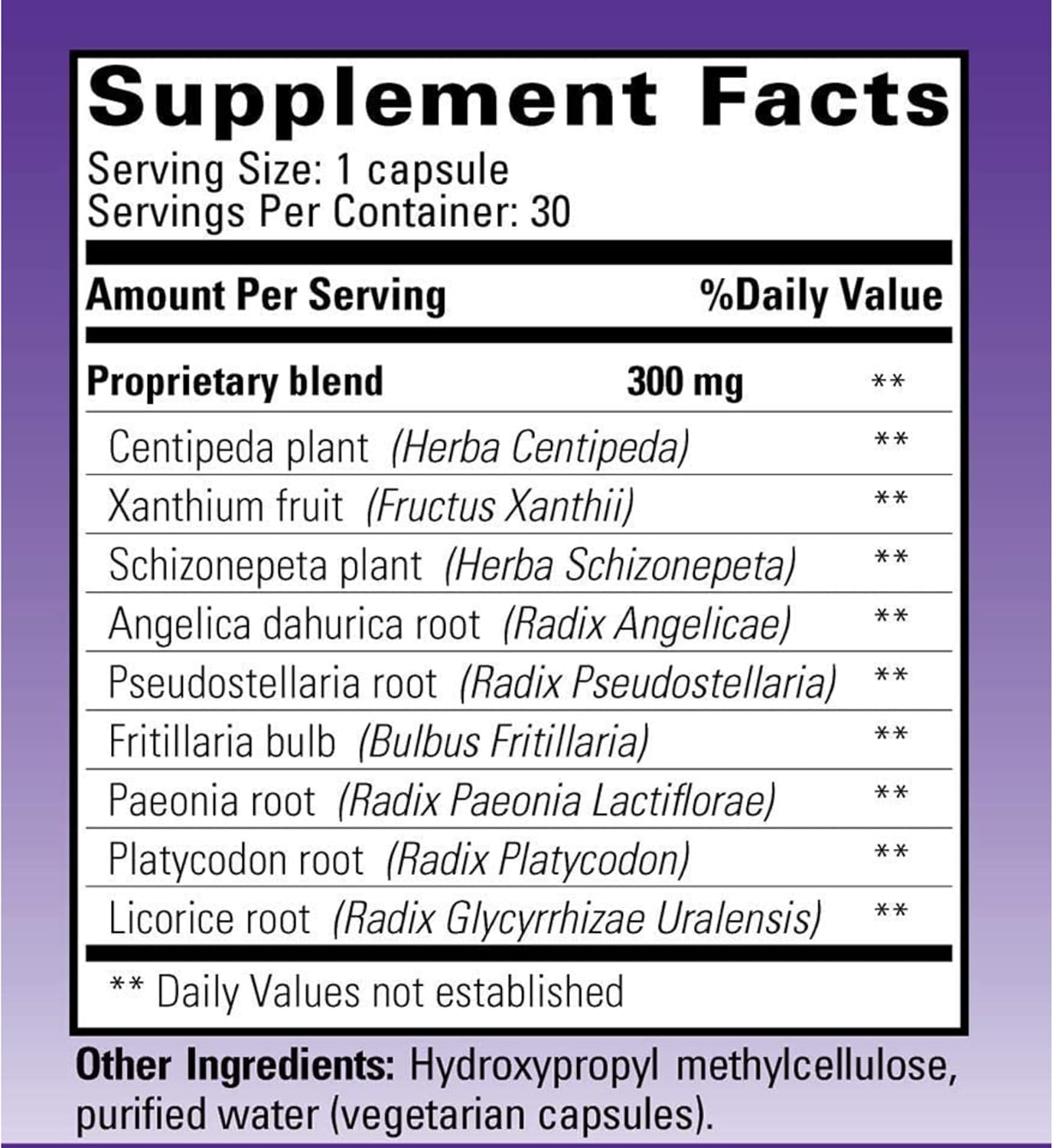AllerPhase Natural Herbal Sinus and Lung Relief Supplement 30 Vegetarian Capsules