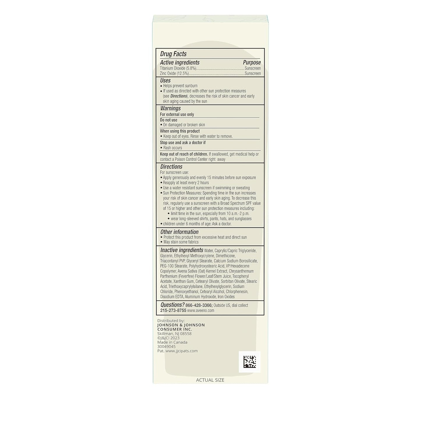 Aveeno Calm + Restore Daily Moisturizer Mineral Sunscreen SPF 30, 1.7 fl. Oz