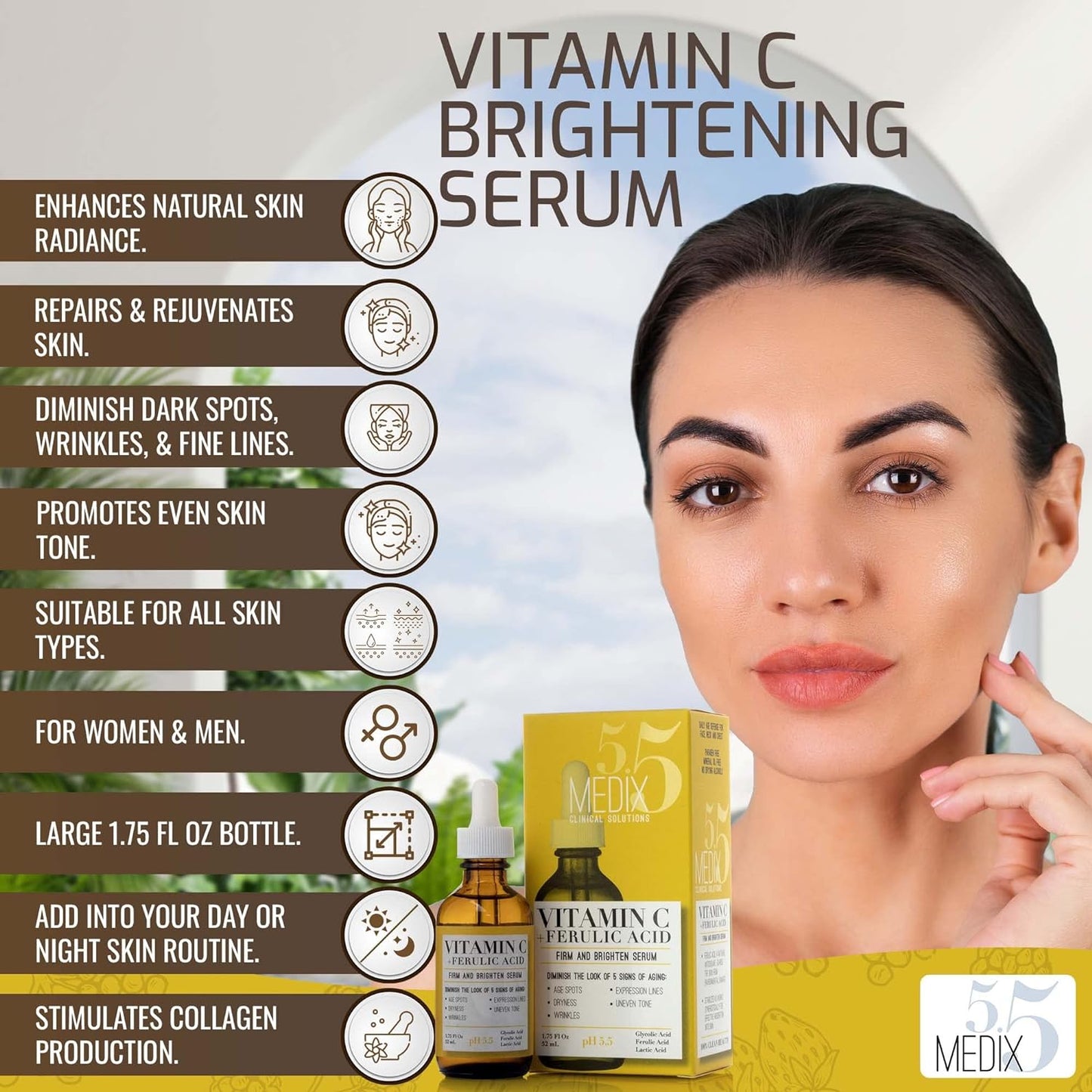 Medix Vitamin C Facial Serum Skin Care Booster For Age Spots, Wrinkles, & Fine Lines