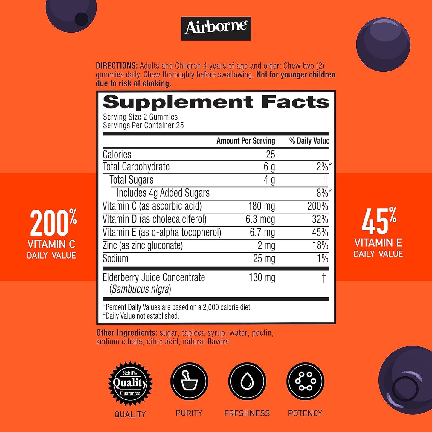 Airborne Kids Elderberry + Zinc & Vitamin C 50 Gummies