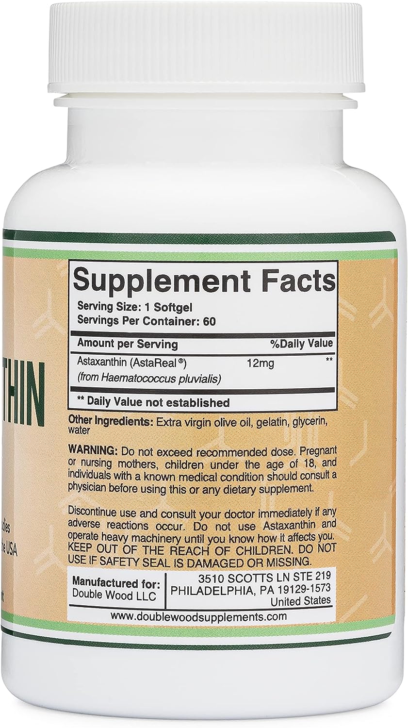 Astaxanthin 12mg Max Strength AstaReal: Natural Patented 60 count