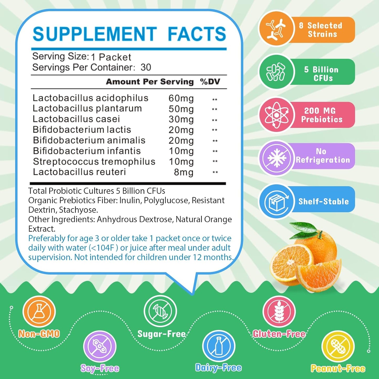 ZEBORA Kids Probiotic & Prebiotics Powder 30 Packets
