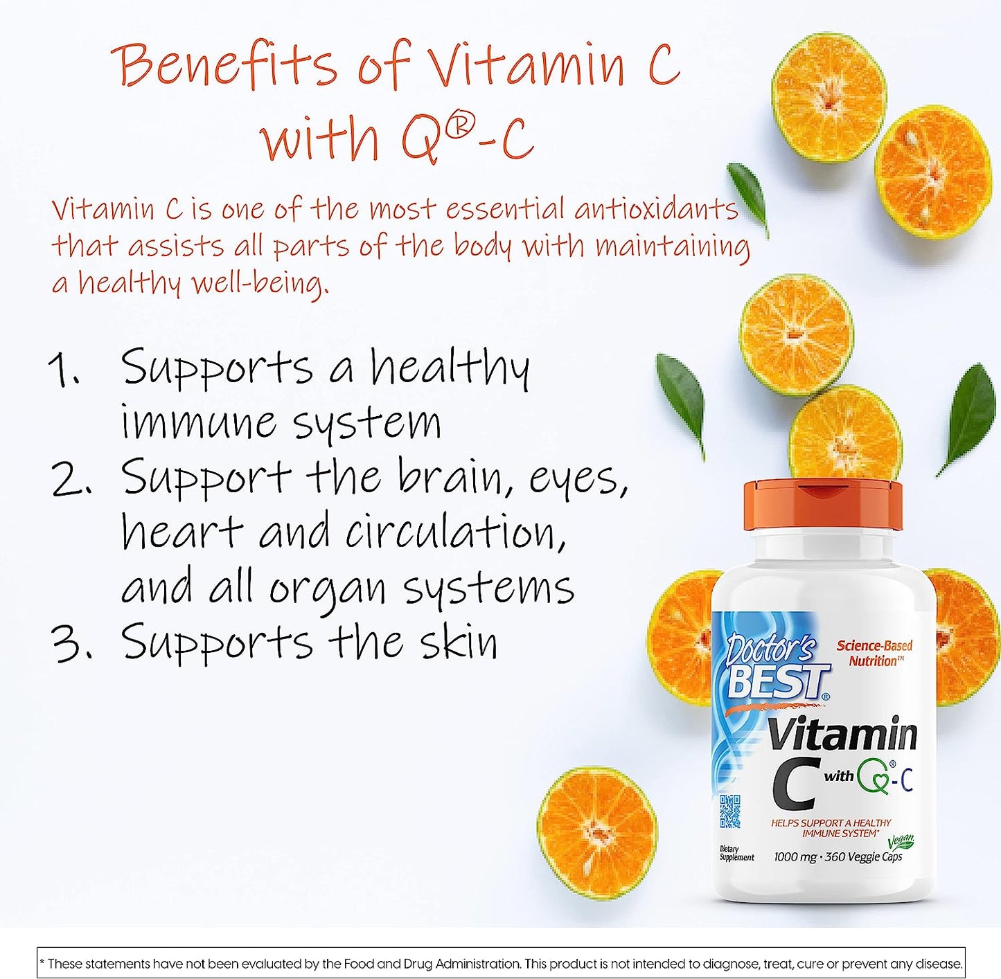 Doctor's Best Vitamin C with Quali-C 1000 mg, Healthy Immune System, 360 Count
