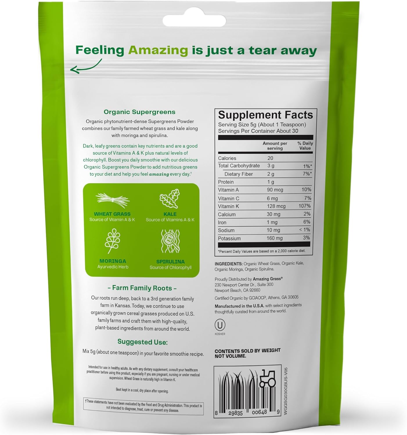 Amazing Grass Super Greens Booster 30 Servings