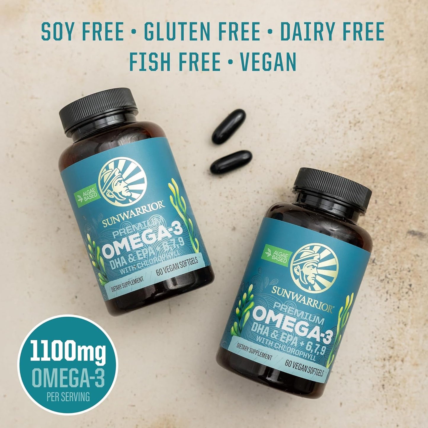 Sunwarrior Vegan Omega 3 DHA & EPA Supplement - 60 softgels