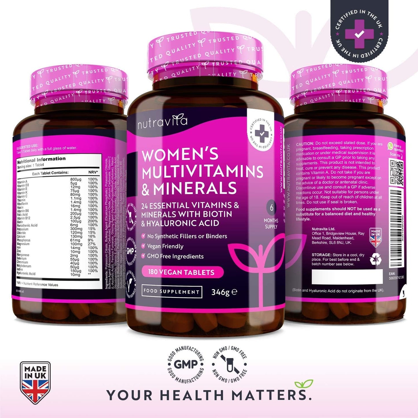 Women's Multivitamins and Minerals - 24 Essential Active 180 Vegan Tablets
