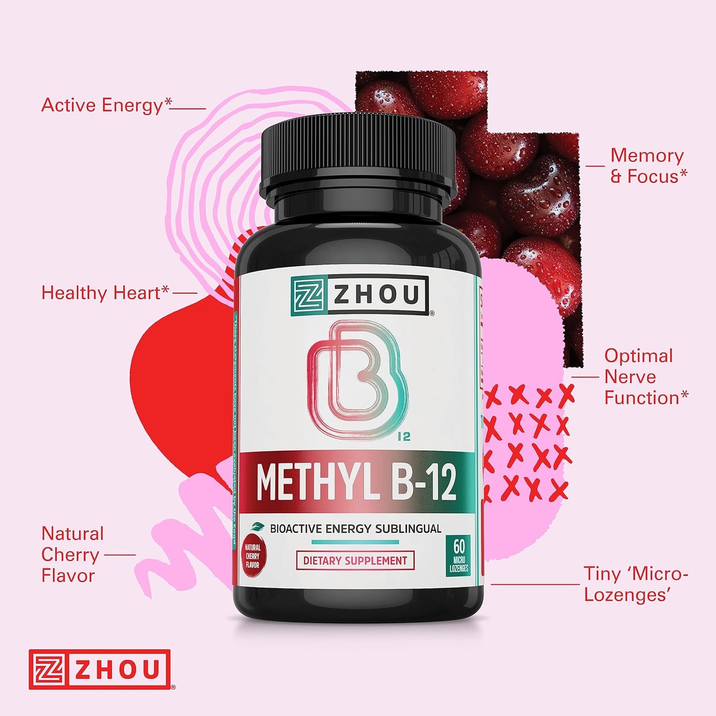 Zhou Nutrition Methyl (Vitamin B12) Lozenges, 60 Count