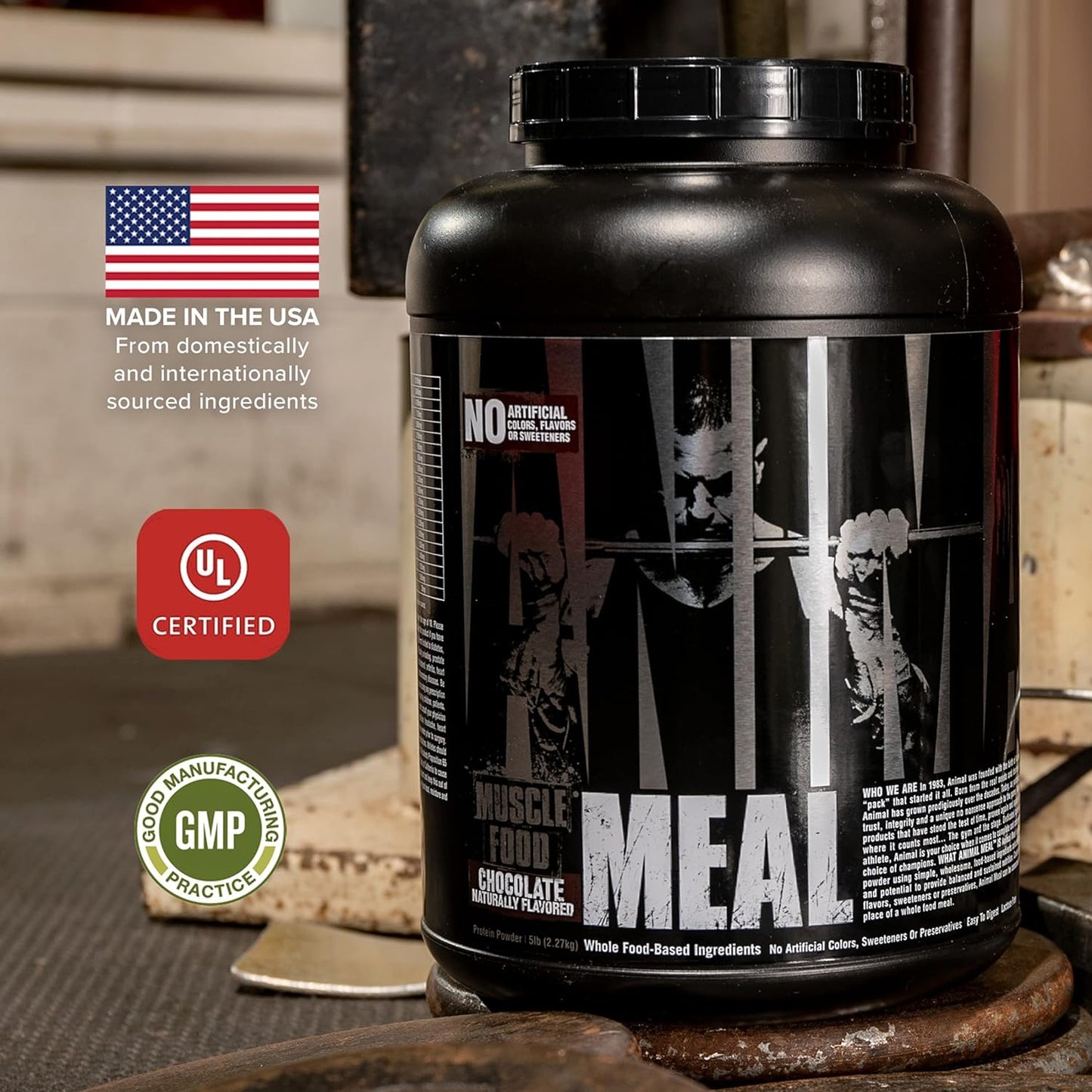 Animal Meal - All Natural High Calorie Meal Shake - Egg Whites, Beef Protein, Pea Protein, Chocolate, 5 Pound