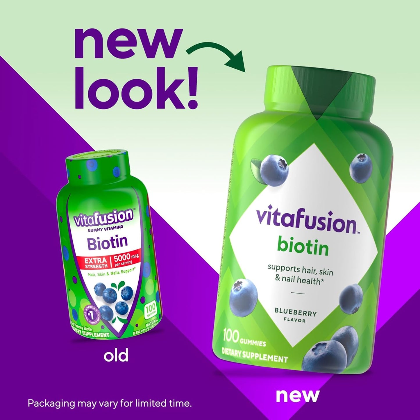 vitafusion Extra Strength Biotin Gummy Vitamins, Berry Flavored, 5,000 mcg -100 Count