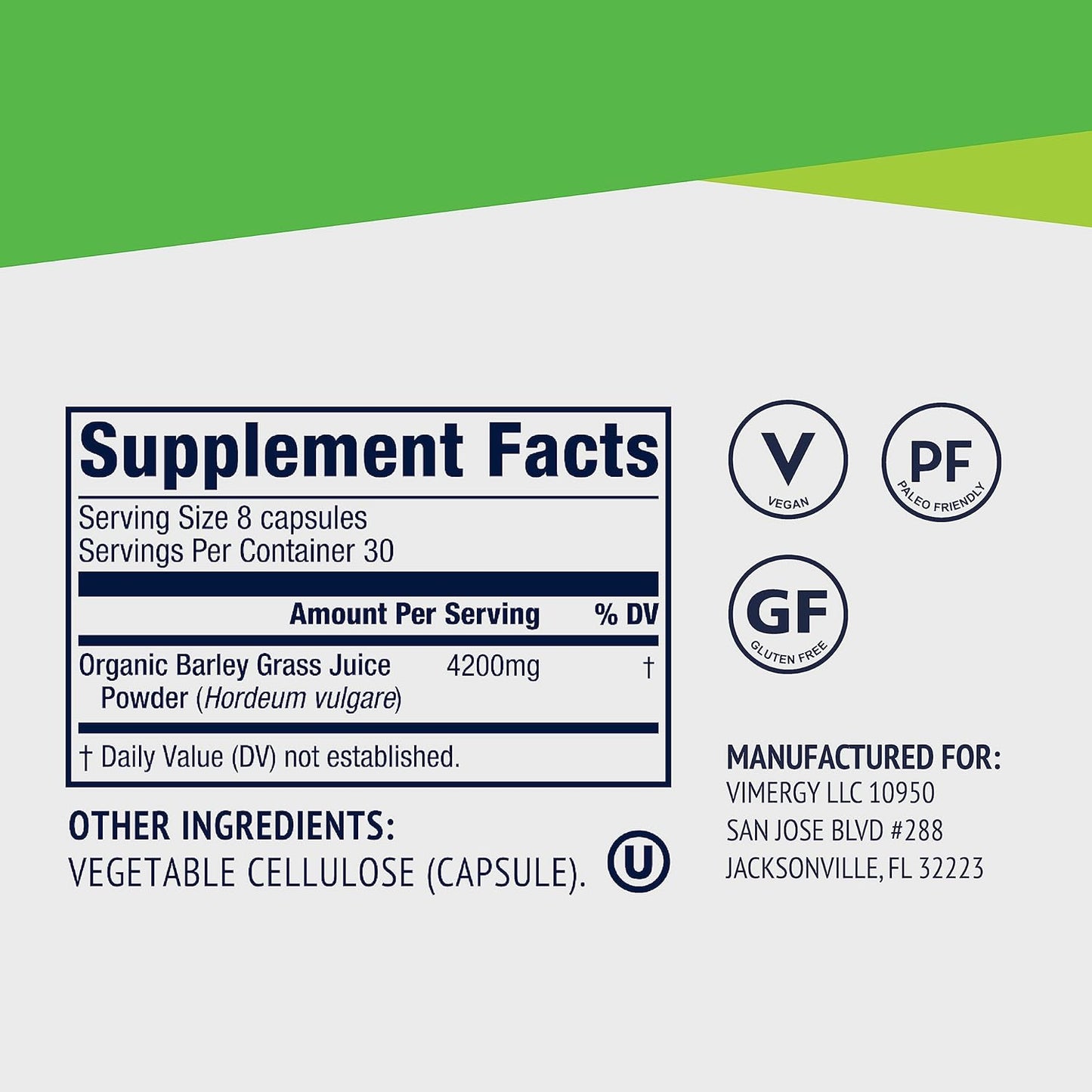 Vimergy Barley Grass 240 Capsules