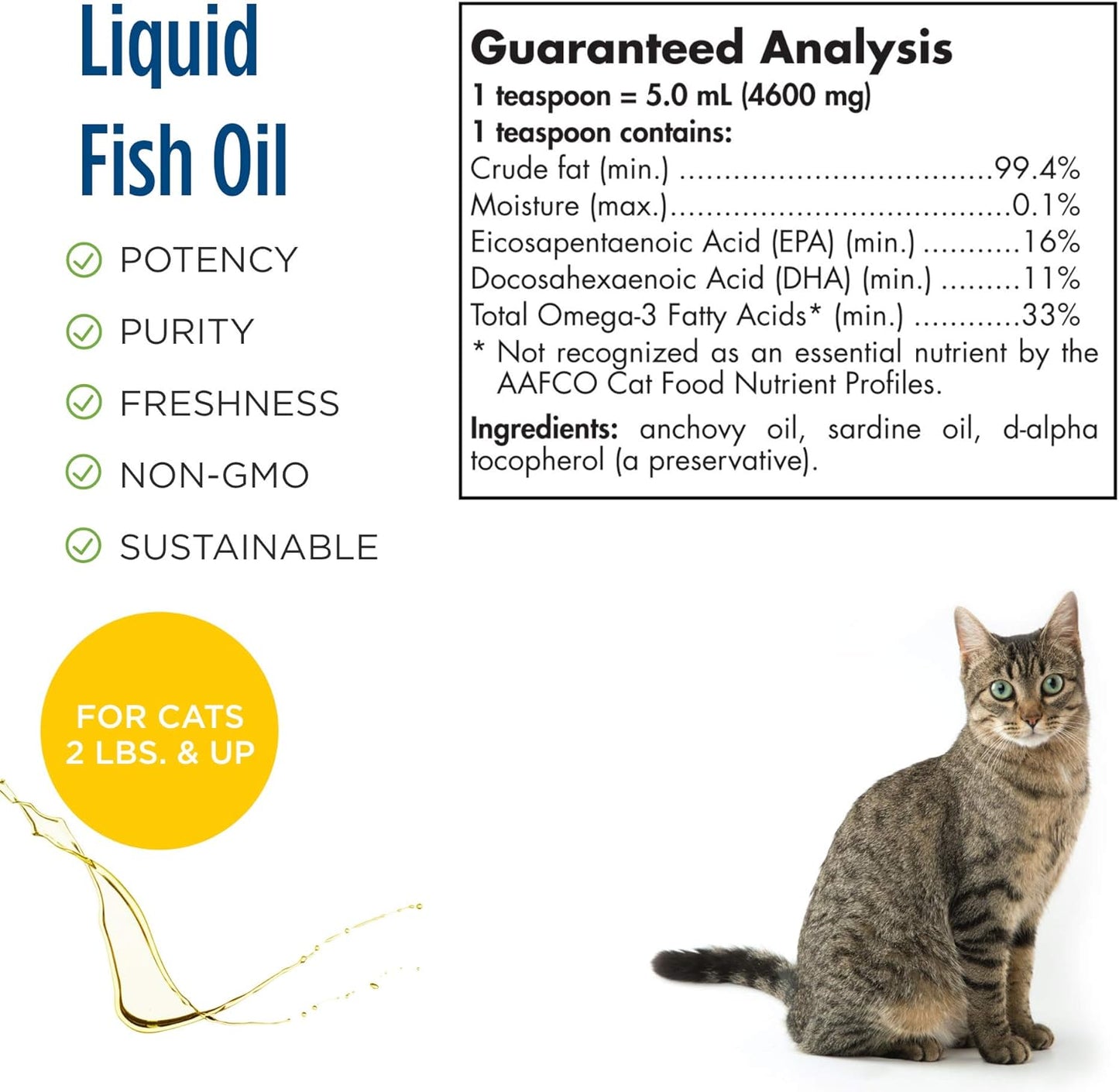 Nordic Naturals Omega-3 Cat,- 304 mg with Fish Oil for Cats - 2 oz