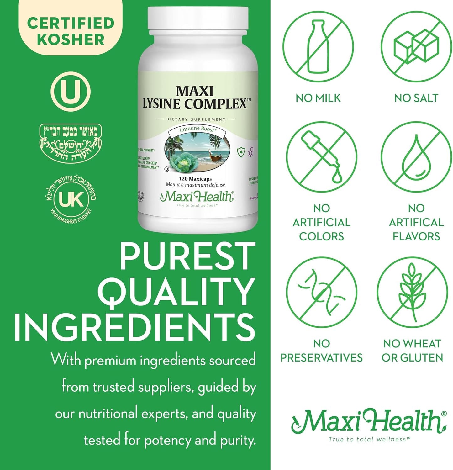 Lysine Complex with Probiotics - L-Lysine 1000mg - 120 Capsules