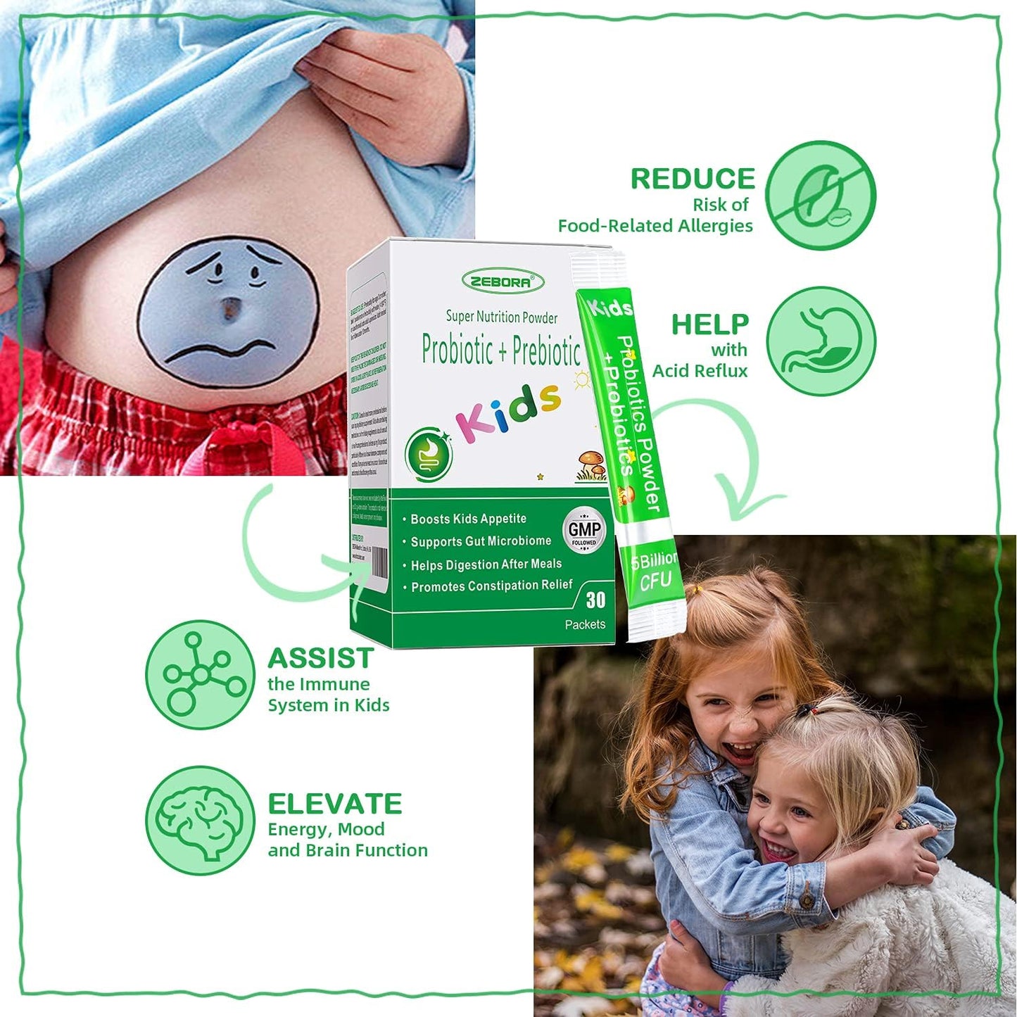ZEBORA Kids Probiotic & Prebiotics Powder 30 Packets