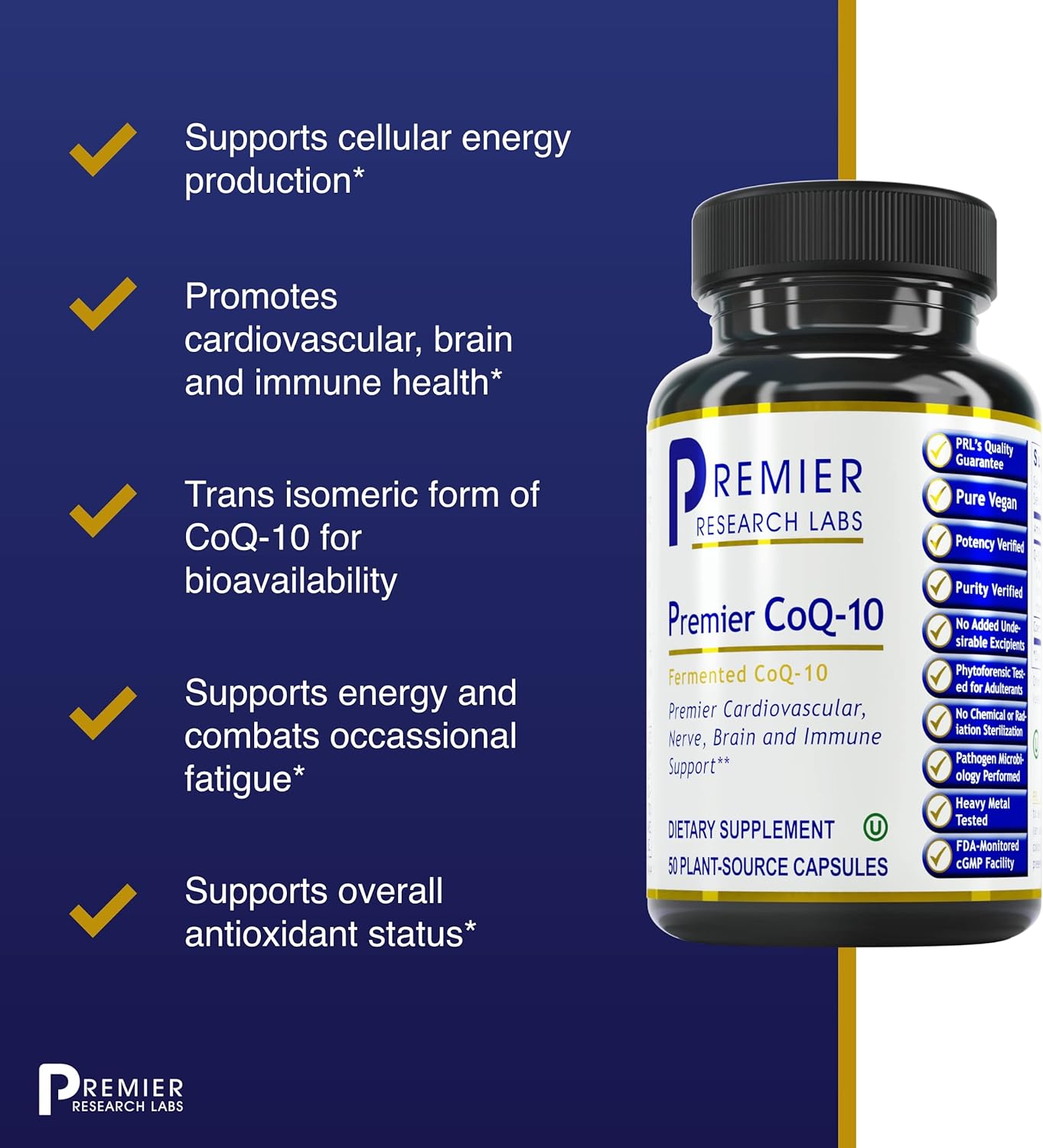 Premier CoQ-10, - 50 Capsules
