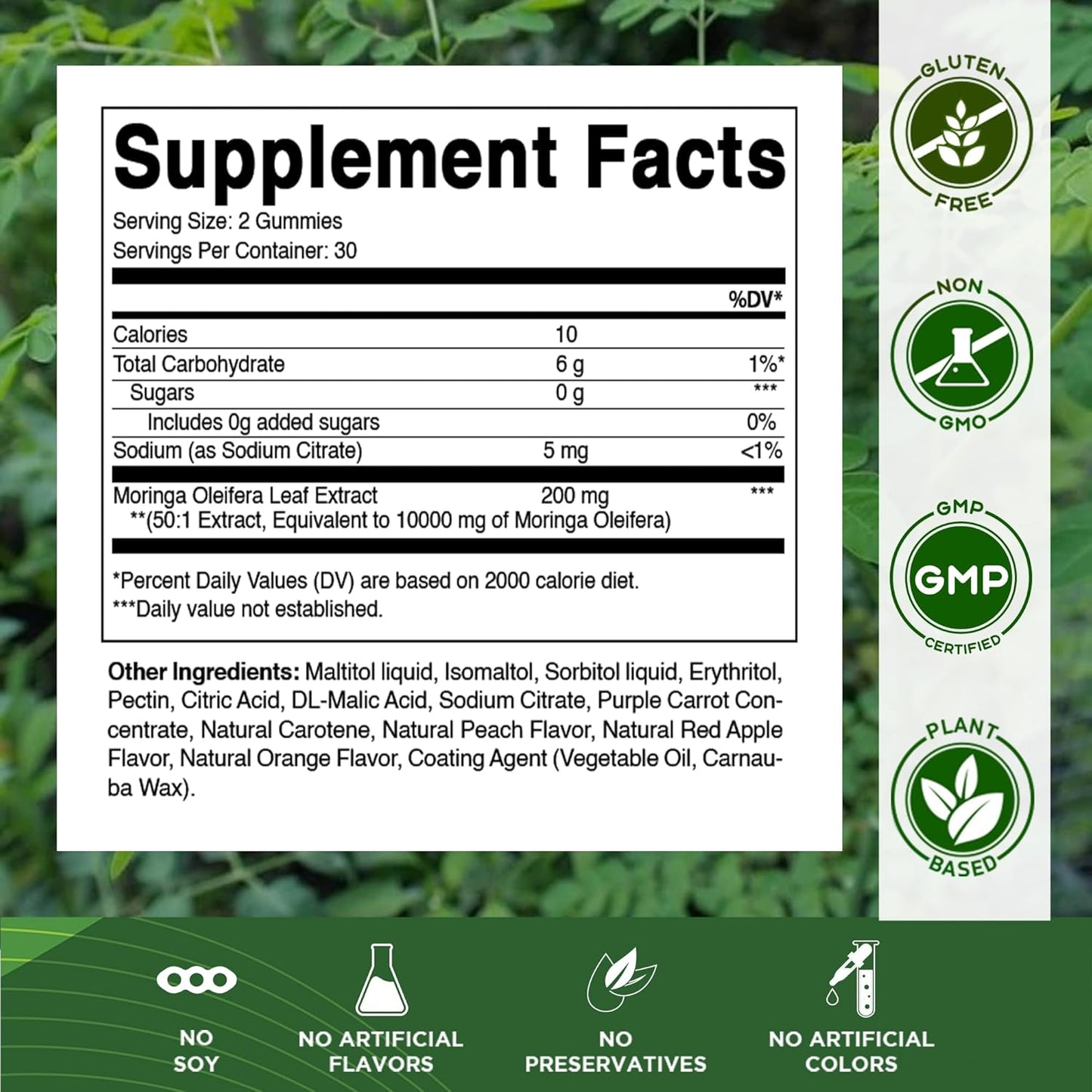 Vitamatic Sugar Free Moringa Gummies 10,000 mg -60 count