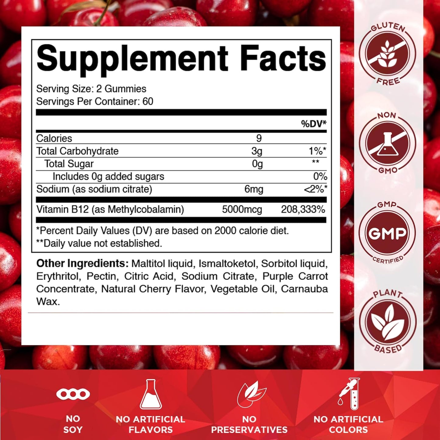Vitamatic Extra Strength Vitamin B12 5000 mcg (Methyl B12) Gummies - 120 Count