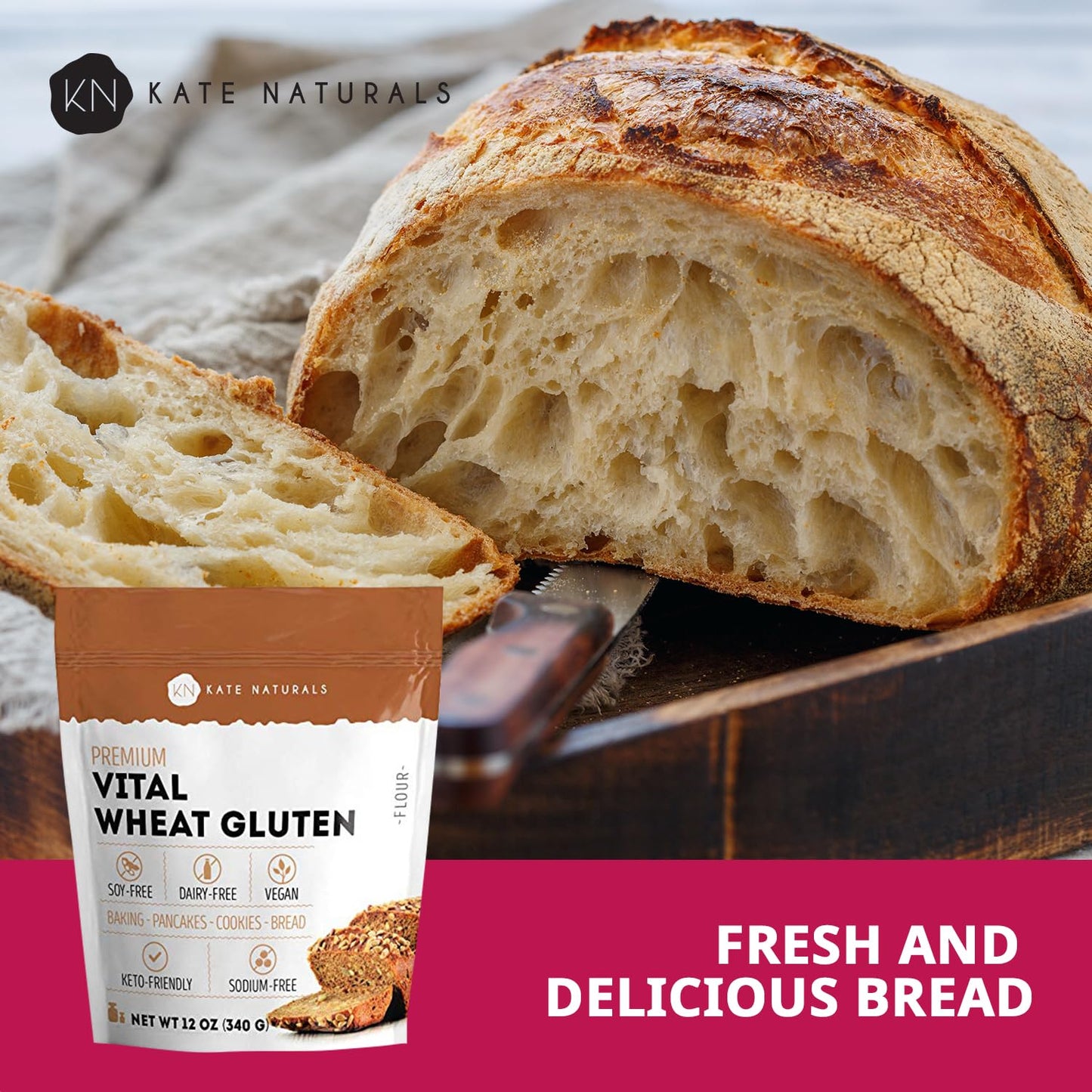Kate Naturals Vital Wheat Gluten - 12oz