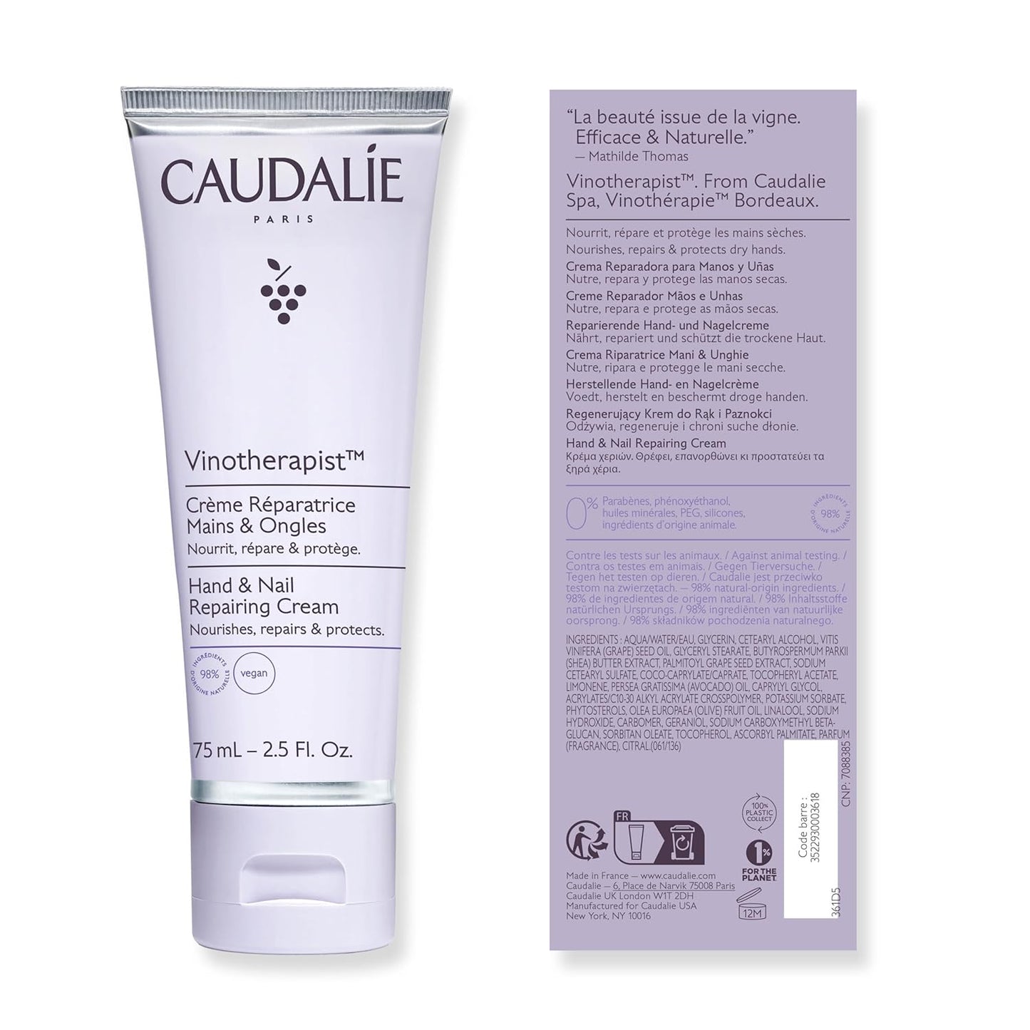Caudalie Vinotherapist Hand and Nail Cream , 75 mL