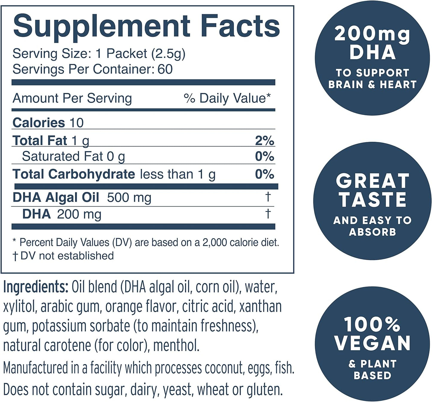 Coromega Vegan DHA, Plant-Based Omega-3 Algal Oil 60 count