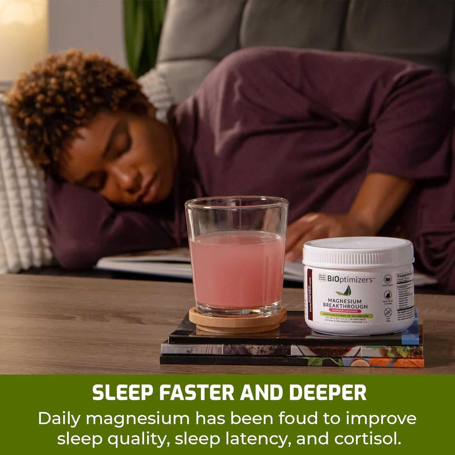 BiOptimizers Magnesium Breakthrough Drink Raspberry Lemonade – 6 oz